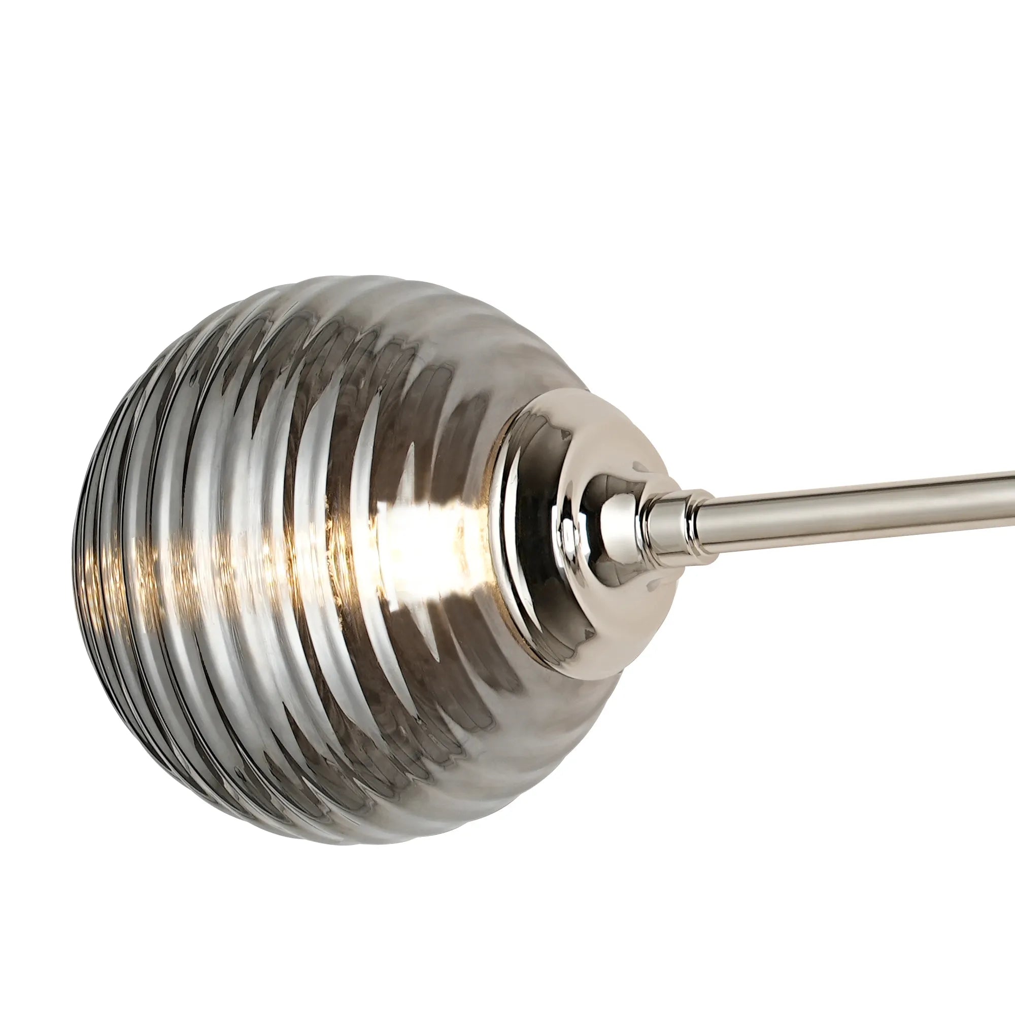 Dene Ceiling & Wall Light - Linear 2 Light - IP44 Nickel & Glass Ribbed Round Glass