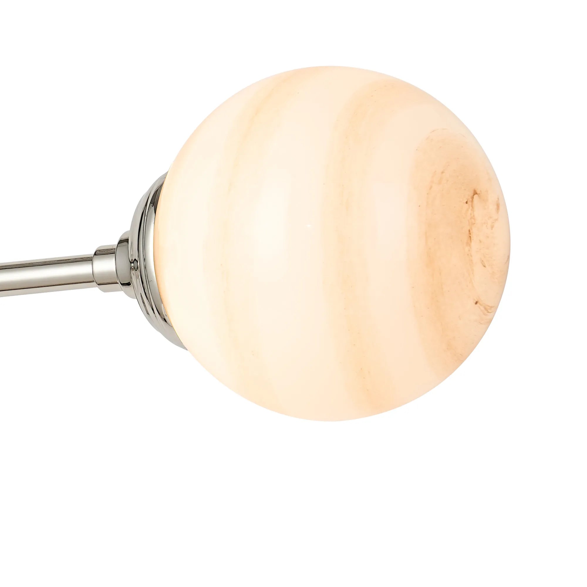 Dene Ceiling & Wall Light - Linear 2 Light - IP44 Nickel, Brown & White Round Marble Effect Glass