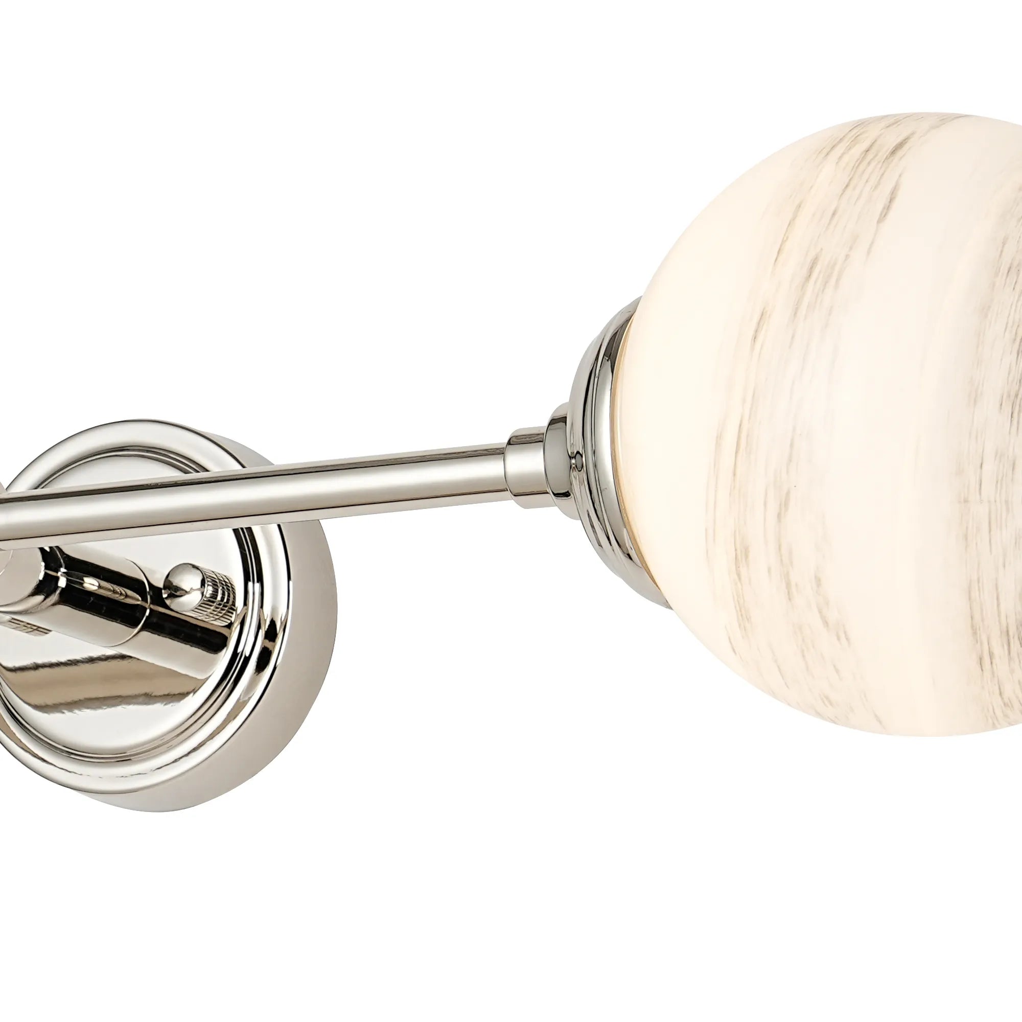 Dene Ceiling & Wall Light - Linear 2 Light - IP44 Nickel, Grey & White Round Marble Effect Glass
