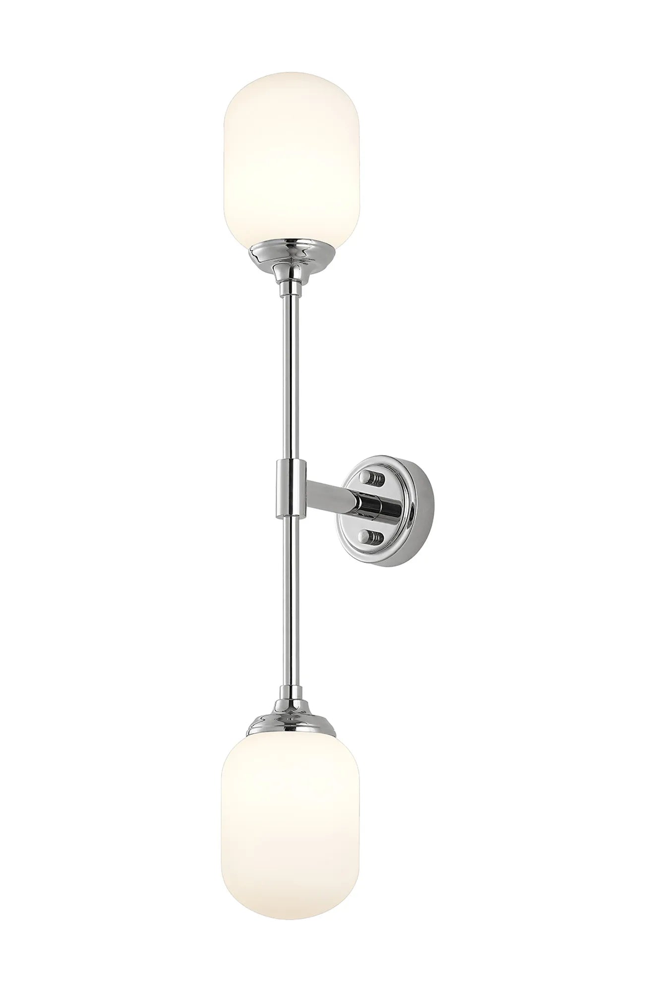 Dene Ceiling & Wall Light - Linear 2 Light - IP44 Nickel & White Smooth Tubular Glass