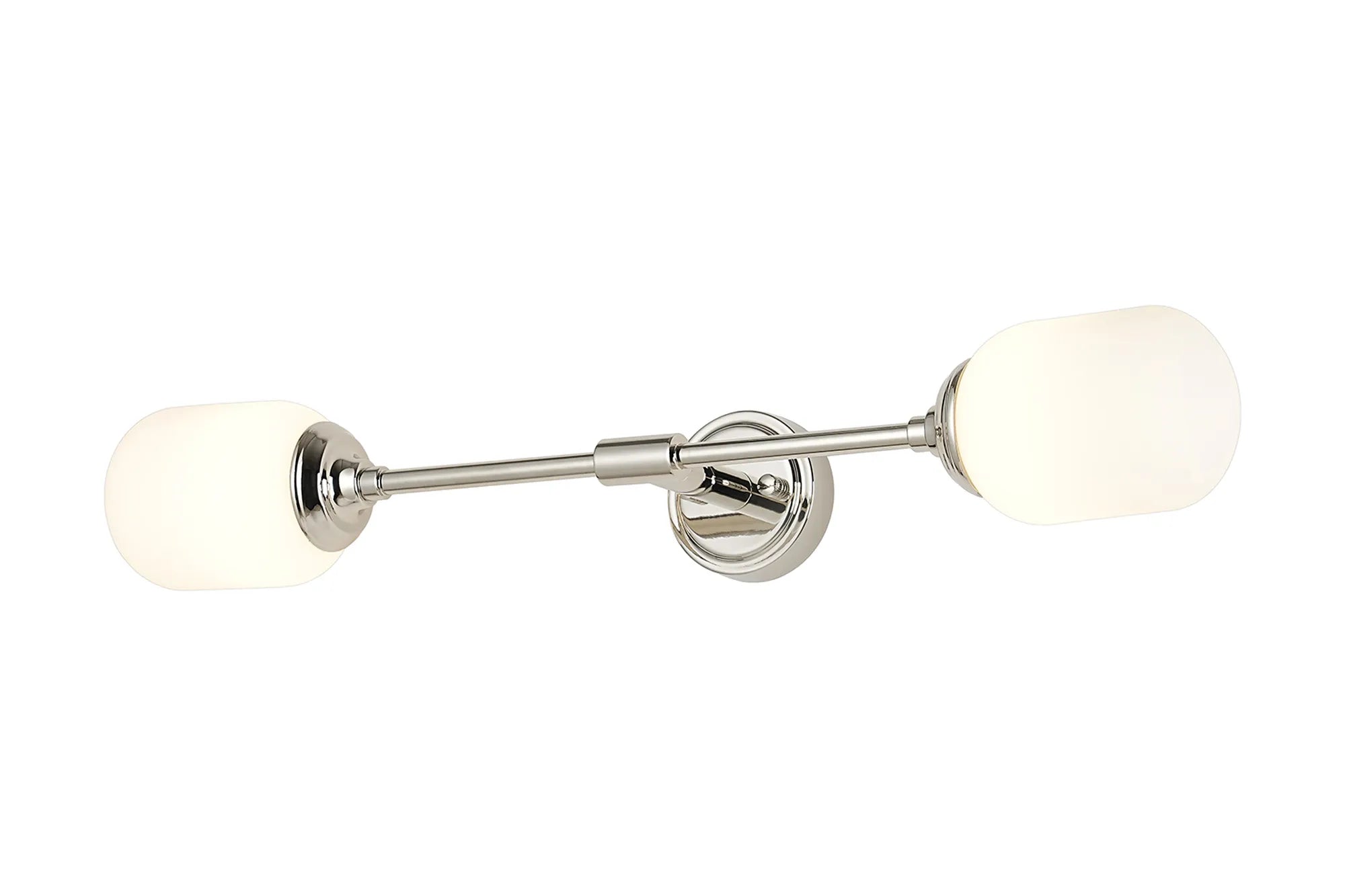 Dene Ceiling & Wall Light - Linear 2 Light - IP44 Nickel & White Smooth Tubular Glass