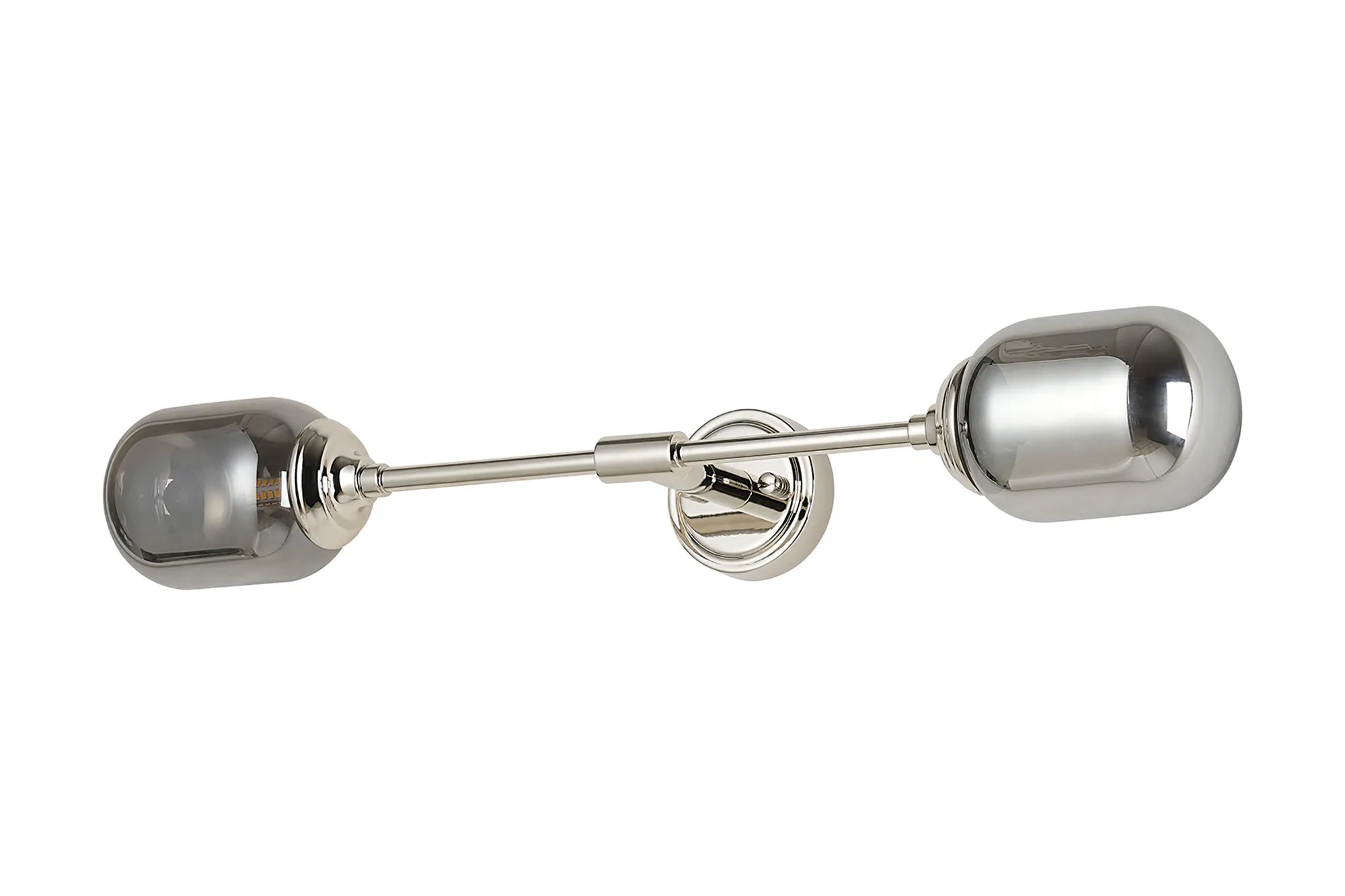 Dene Ceiling & Wall Light - Linear 2 Light - IP44 Nickel & Glass Smooth Tubular Glass