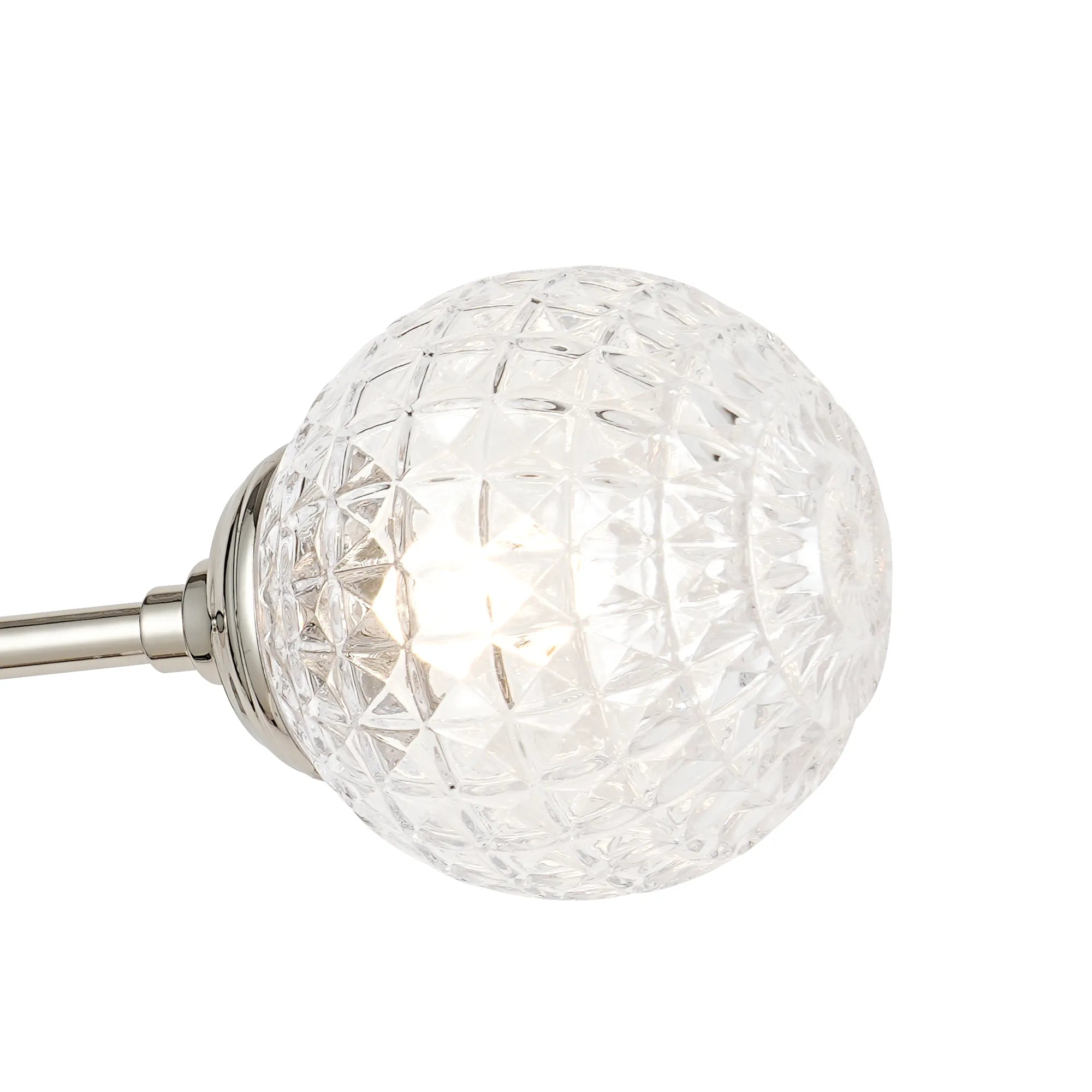 Dene Ceiling & Wall Light - Linear 2 Light - IP44 Nickel & Glass Cross Pattern Round Glass