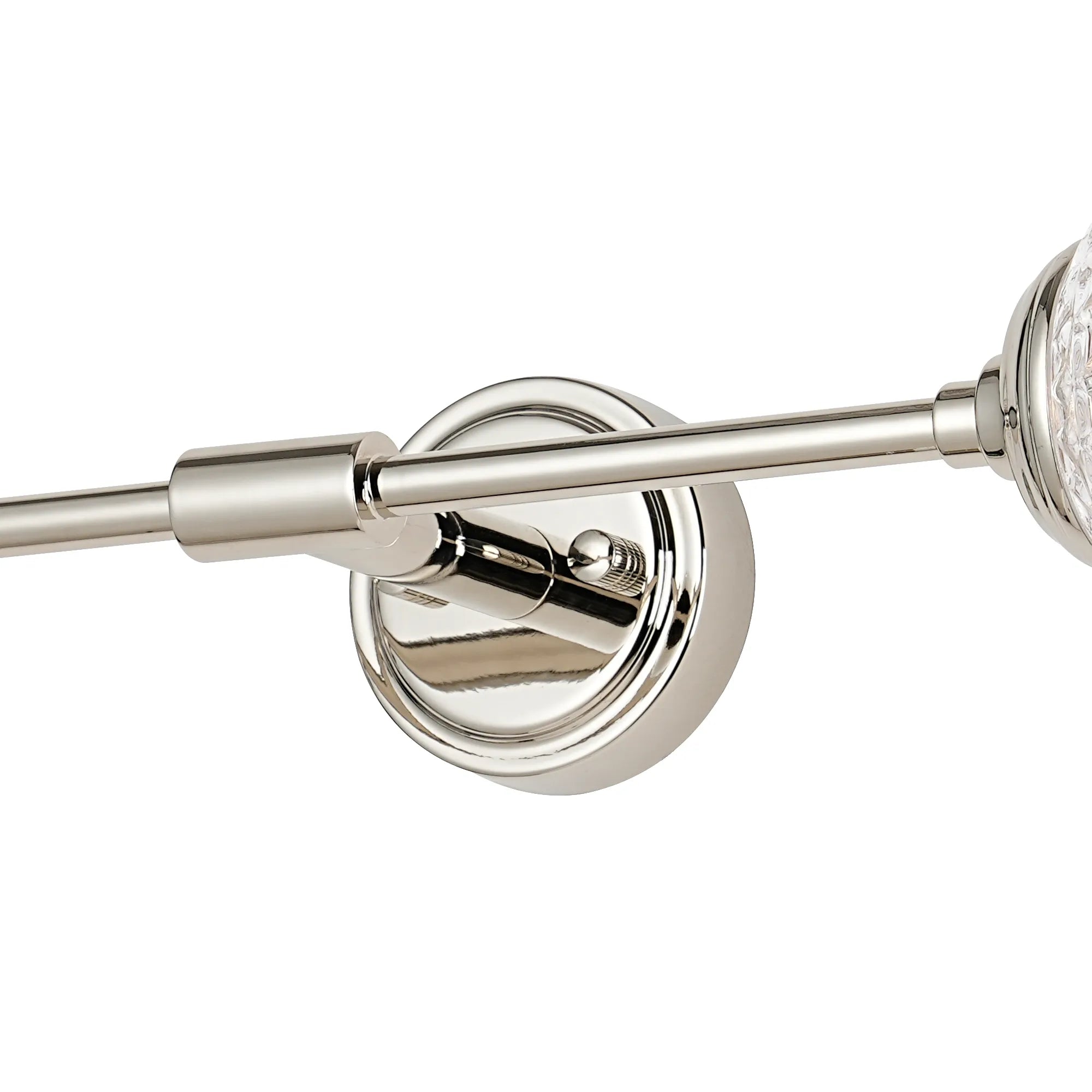 Dene Ceiling & Wall Light - Linear 2 Light - IP44 Nickel & Glass Cross Pattern Round Glass