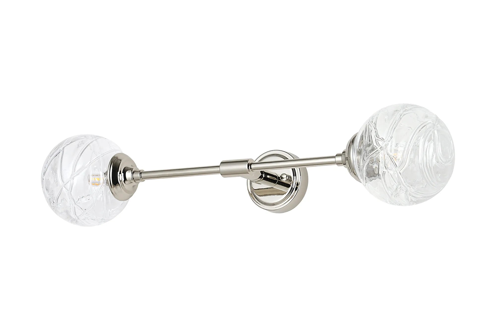 Dene Ceiling & Wall Light - Linear 2 Light - IP44 Nickel & Glass Dune Effect Round Glass