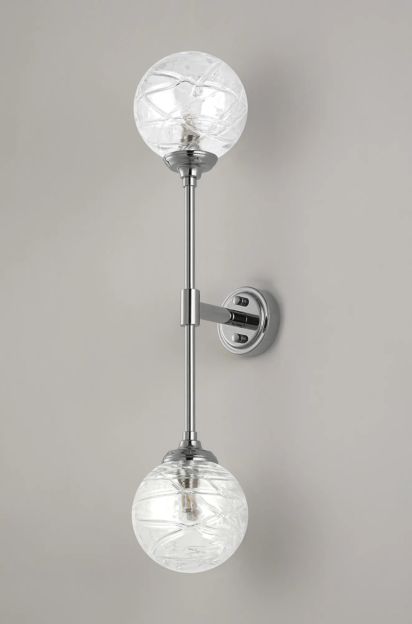 Dene Ceiling & Wall Light - Linear 2 Light - IP44 Nickel & Glass Dune Effect Round Glass
