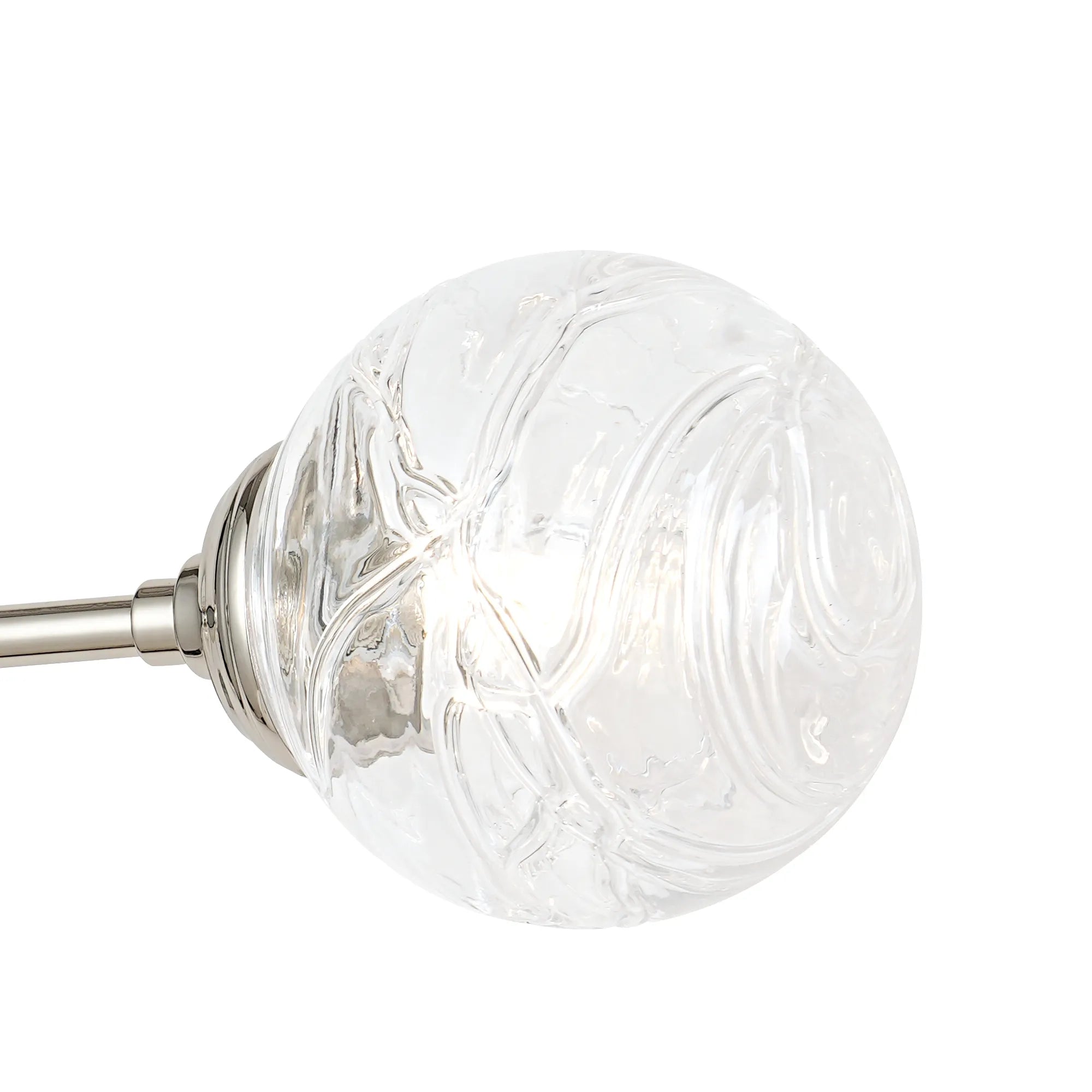 Dene Ceiling & Wall Light - Linear 2 Light - IP44 Nickel & Glass Dune Effect Round Glass