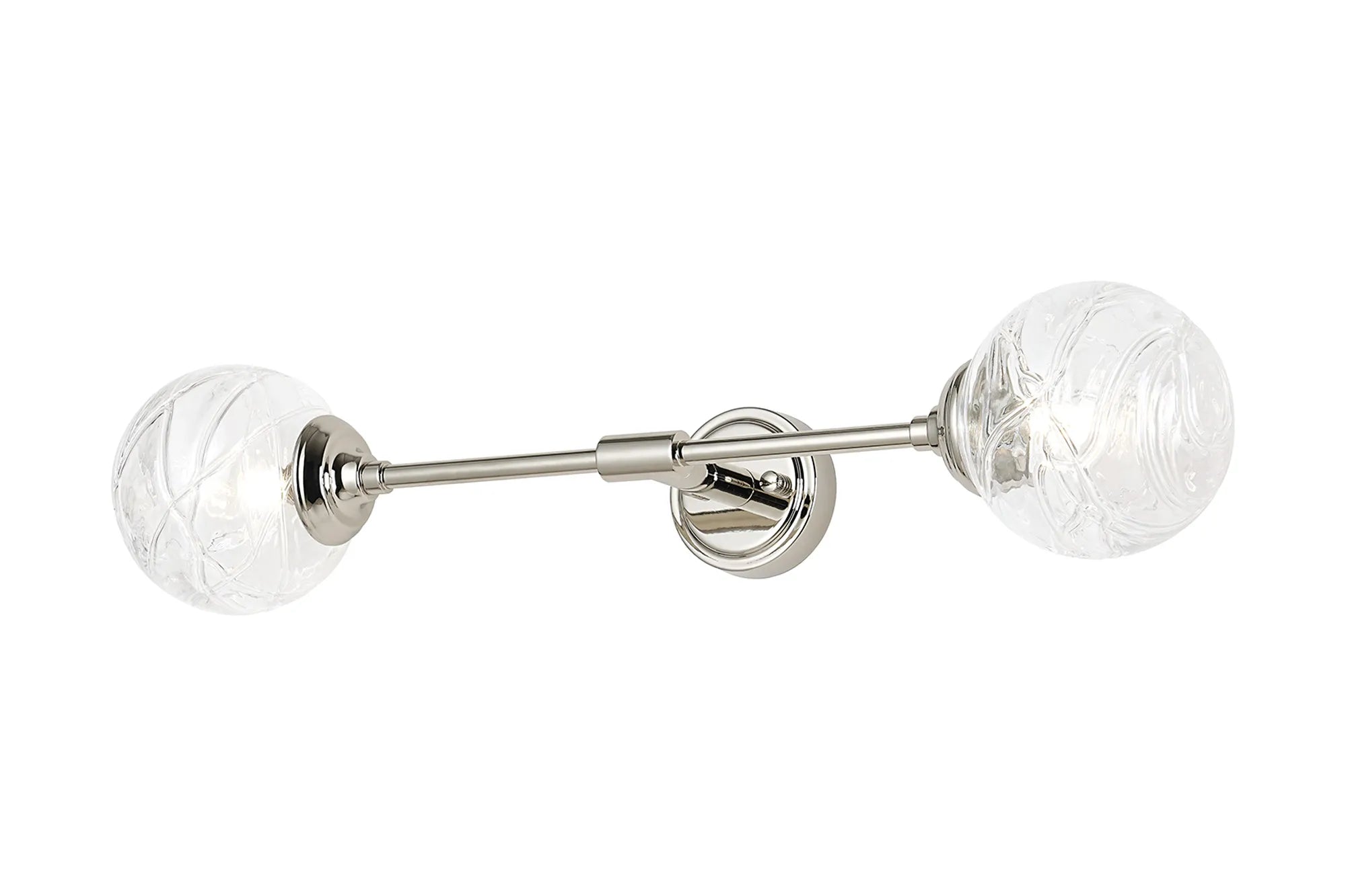 Dene Ceiling & Wall Light - Linear 2 Light - IP44 Nickel & Glass Dune Effect Round Glass