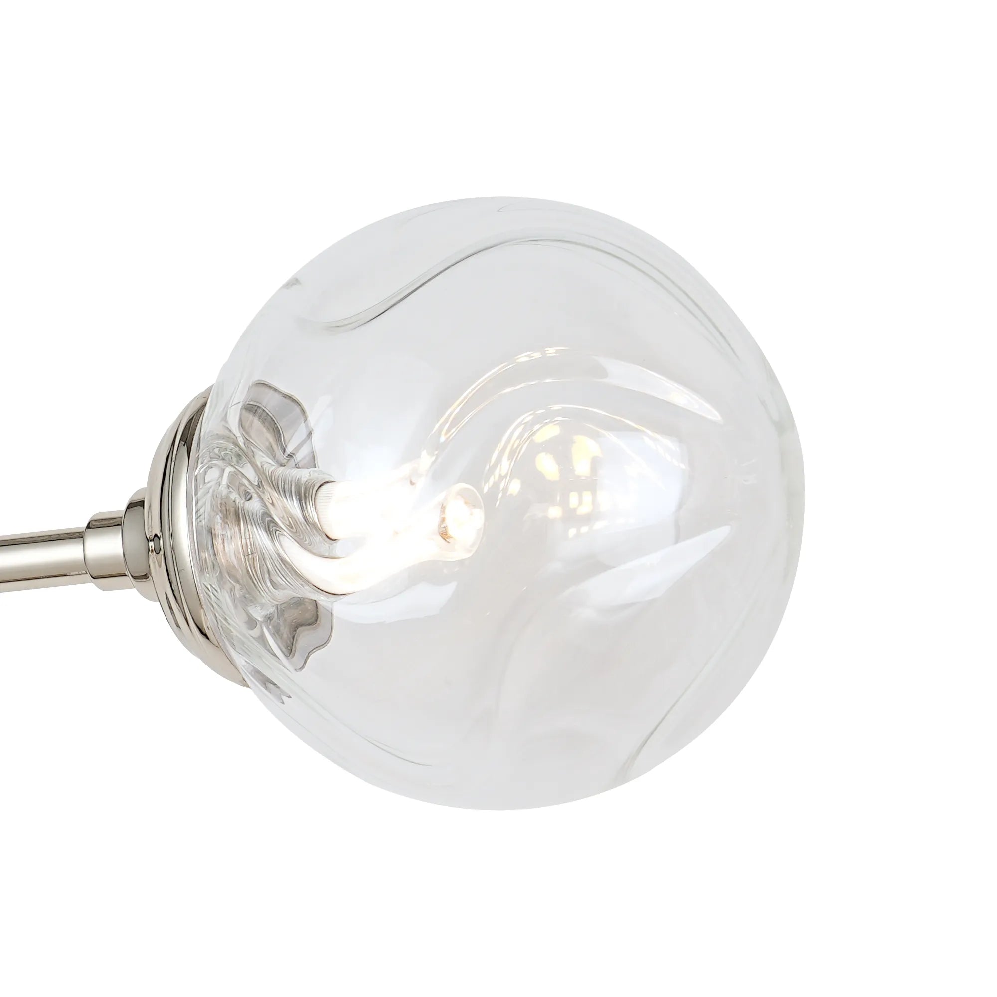 Dene Ceiling & Wall Light - Linear 2 Light - IP44 Nickel & Glass Waved Round Glass