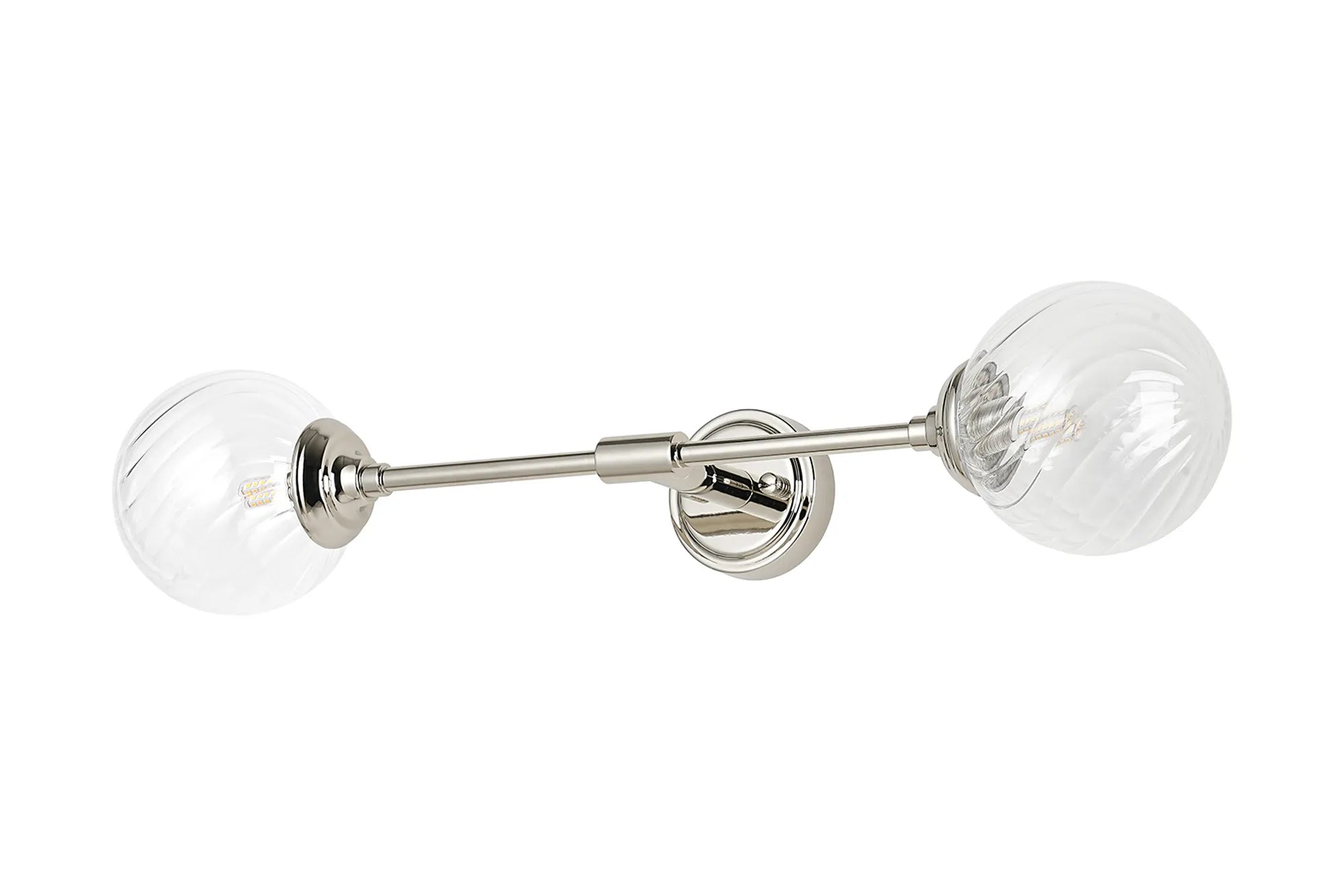 Dene Ceiling & Wall Light - Linear 2 Light - IP44 Nickel & Glass Swirl Round Glass