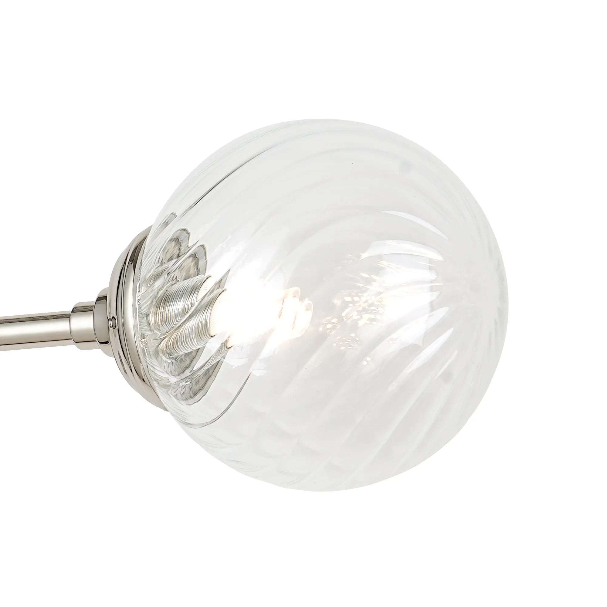 Dene Ceiling & Wall Light - Linear 2 Light - IP44 Nickel & Glass Swirl Round Glass