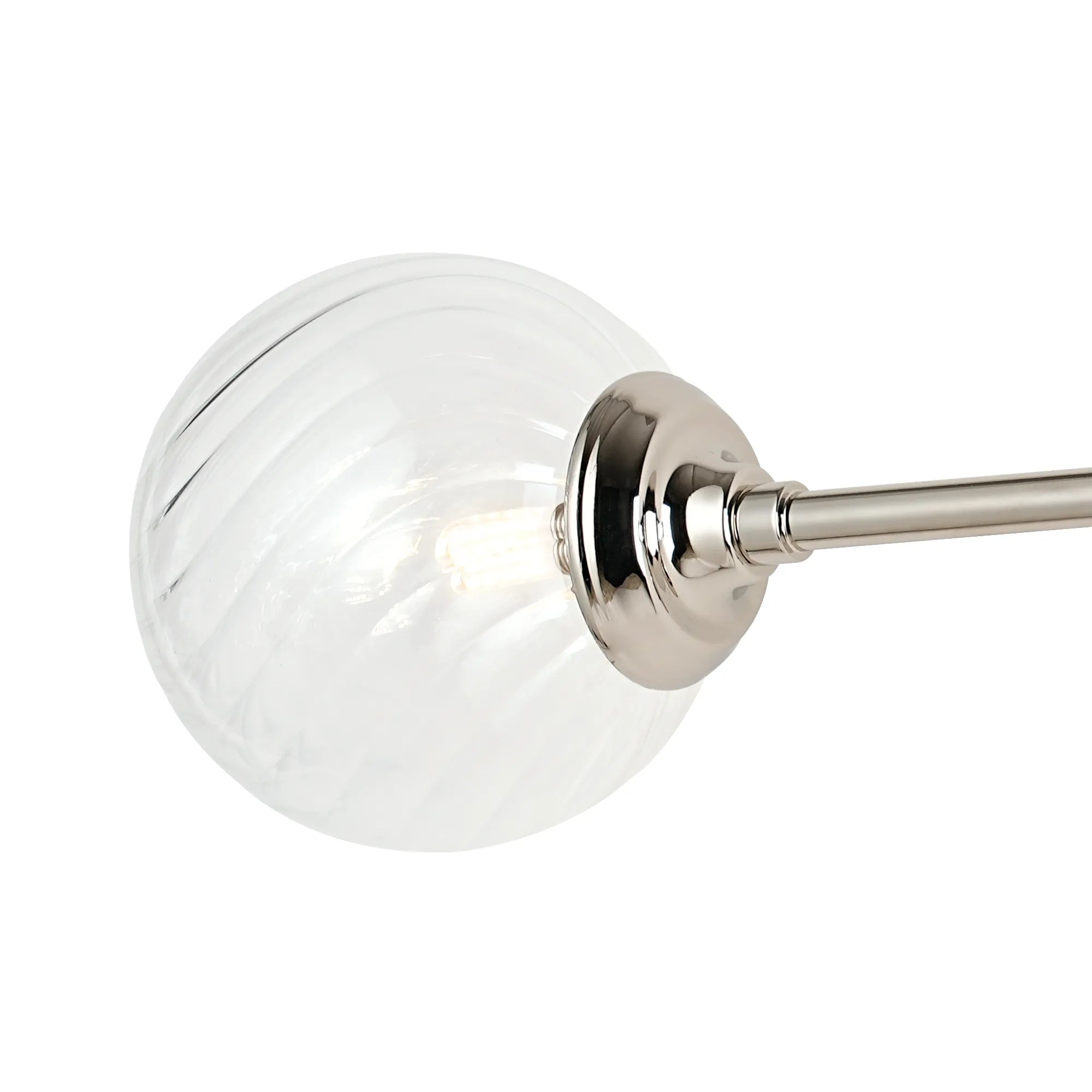 Dene Ceiling & Wall Light - Linear 2 Light - IP44 Nickel & Glass Swirl Round Glass