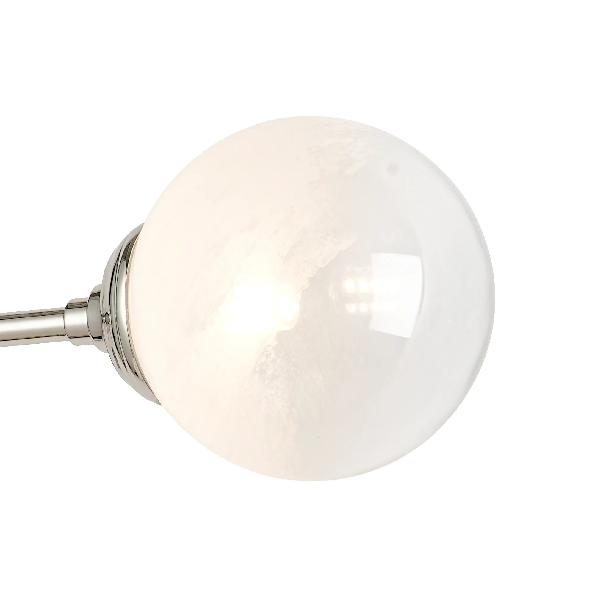 Dene Ceiling & Wall Light - Linear 2 Light - IP44 Nickel & White Two-Tone Snow Specks Round Glass