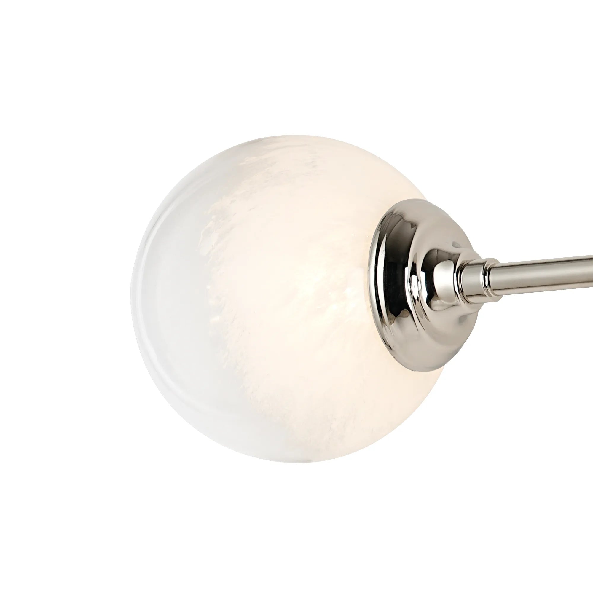 Dene Ceiling & Wall Light - Linear 2 Light - IP44 Nickel & White Two-Tone Snow Specks Round Glass