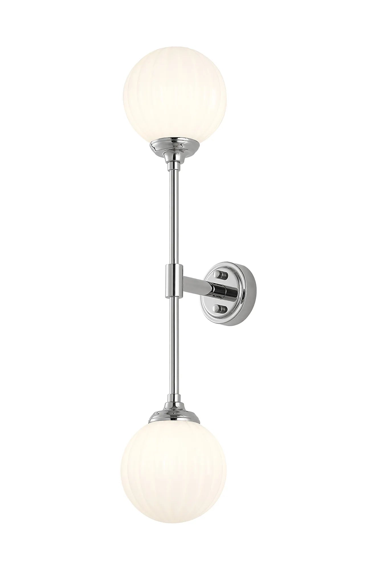 Dene Ceiling & Wall Light - Linear 2 Light - IP44 Nickel & White Round Segment Glass