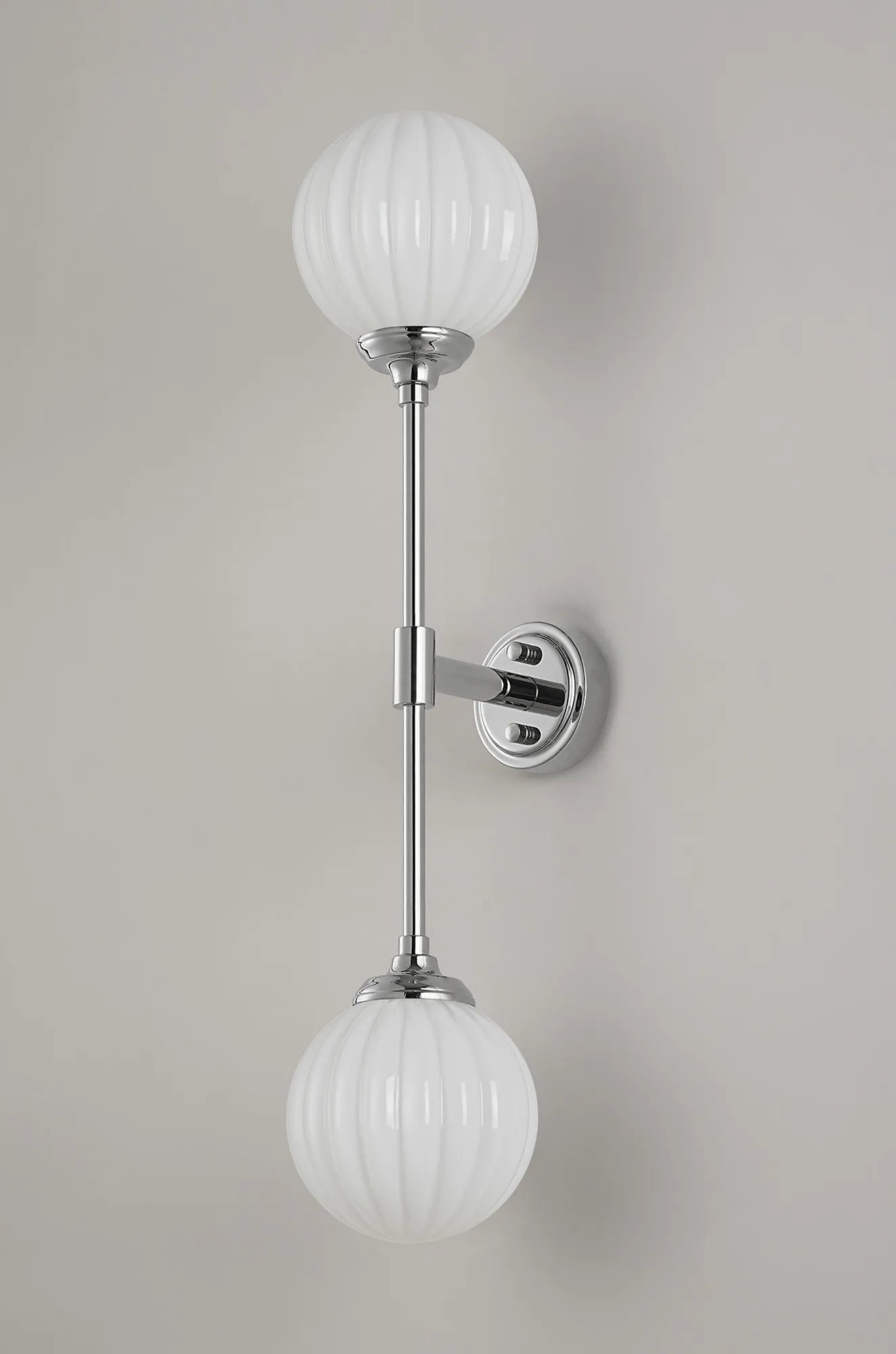 Dene Ceiling & Wall Light - Linear 2 Light - IP44 Nickel & White Round Segment Glass