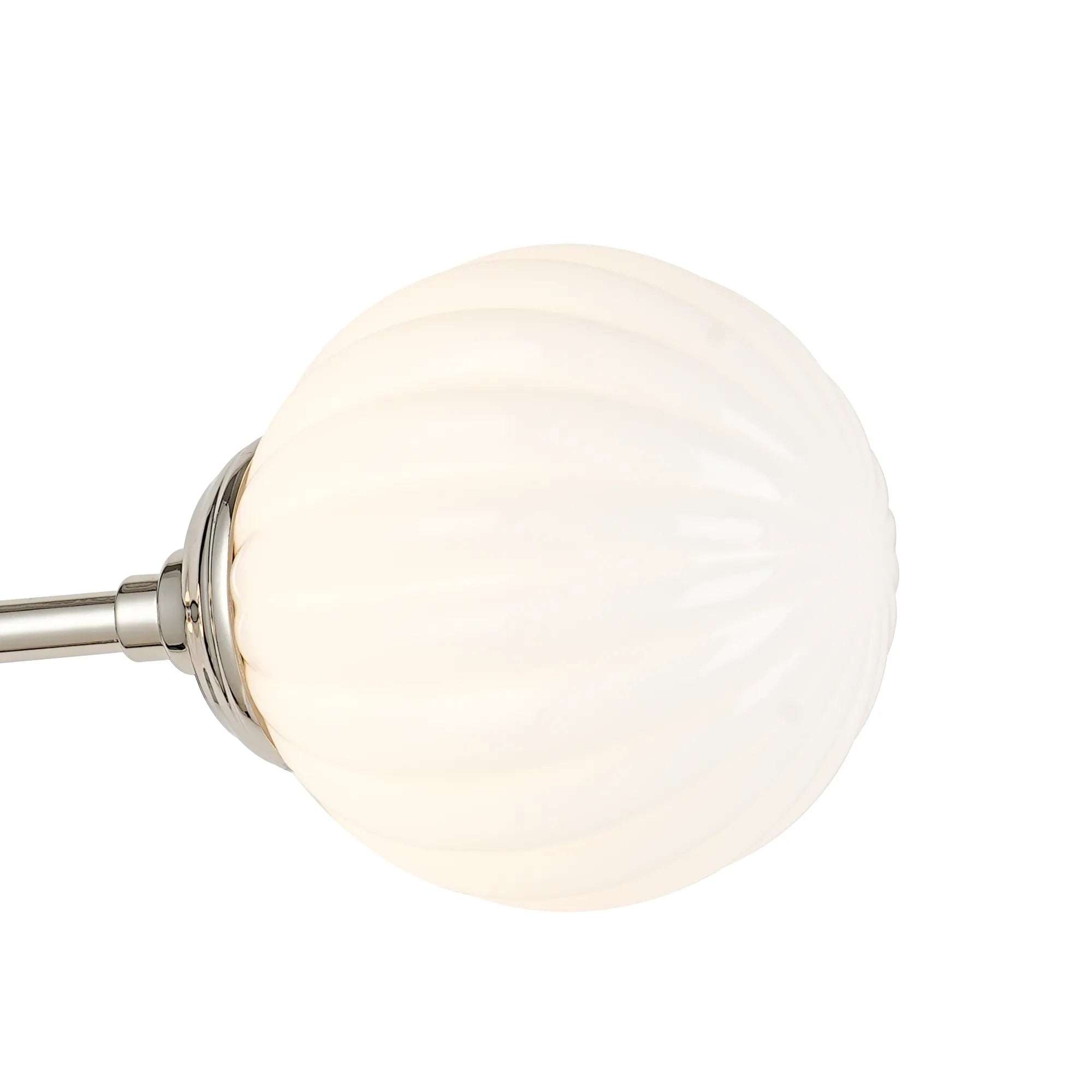 Dene Ceiling & Wall Light - Linear 2 Light - IP44 Nickel & White Round Segment Glass
