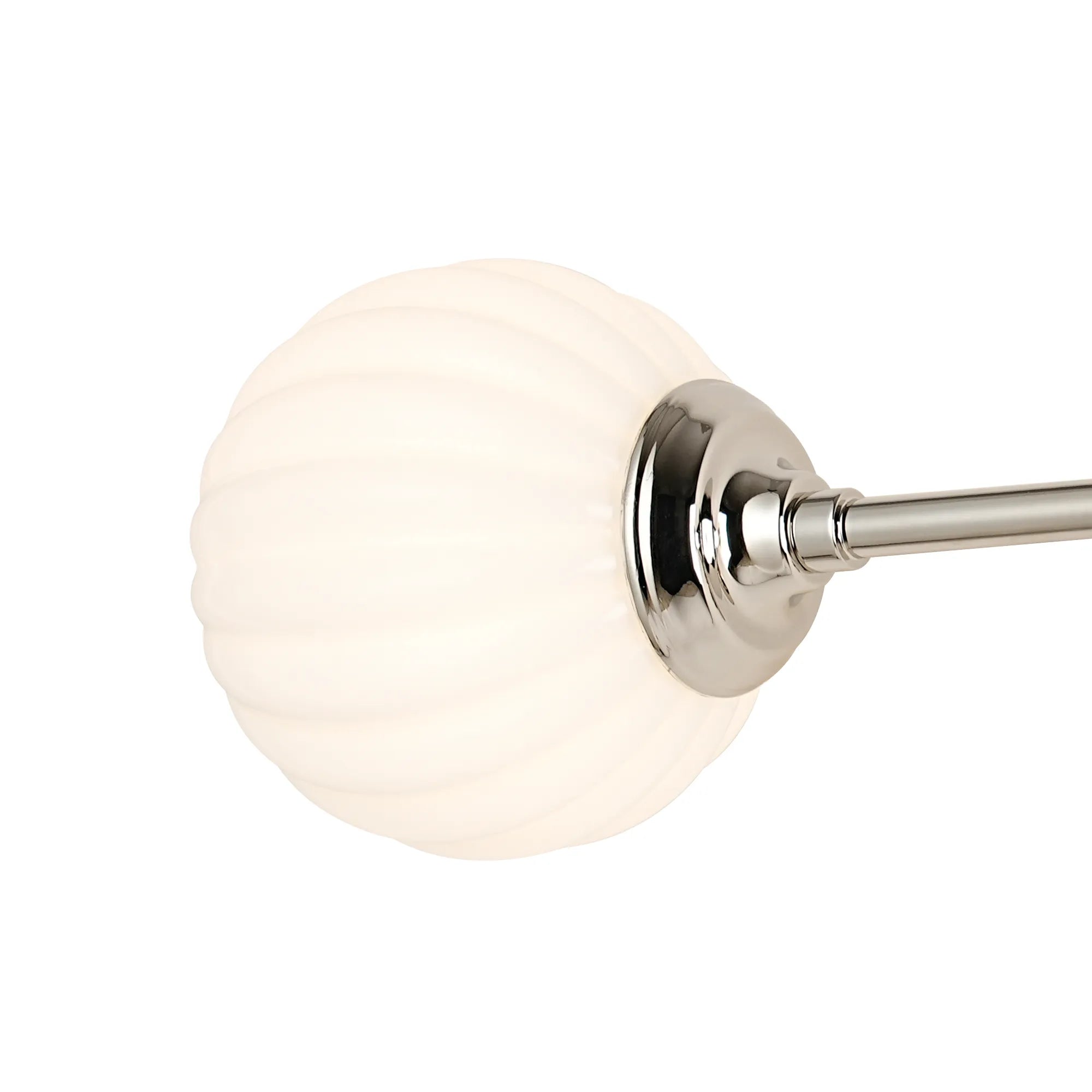 Dene Ceiling & Wall Light - Linear 2 Light - IP44 Nickel & White Round Segment Glass