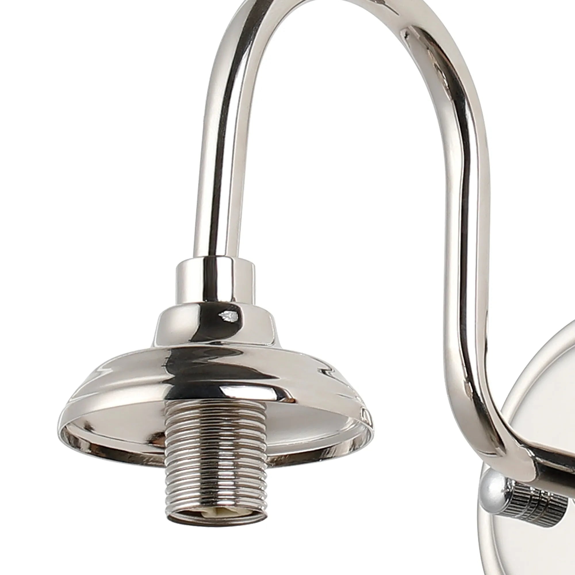 Dene Curved Arm Wall Light - Frame 1 Light - IP44 Polished Nickel