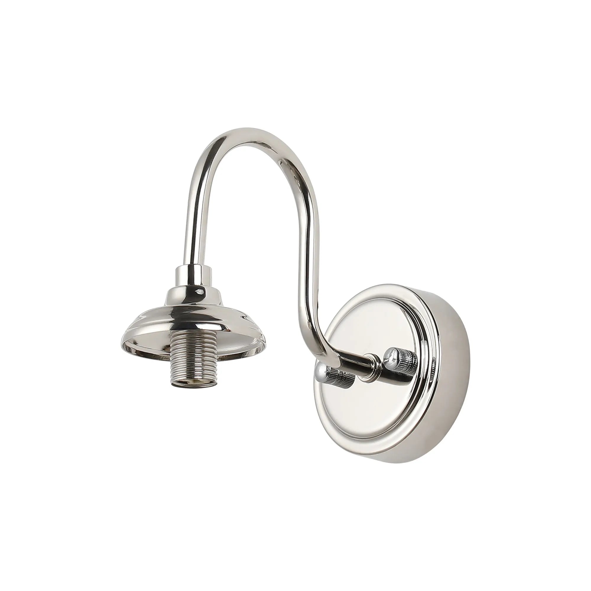 Dene Curved Arm Wall Light - Frame 1 Light - IP44 Polished Nickel