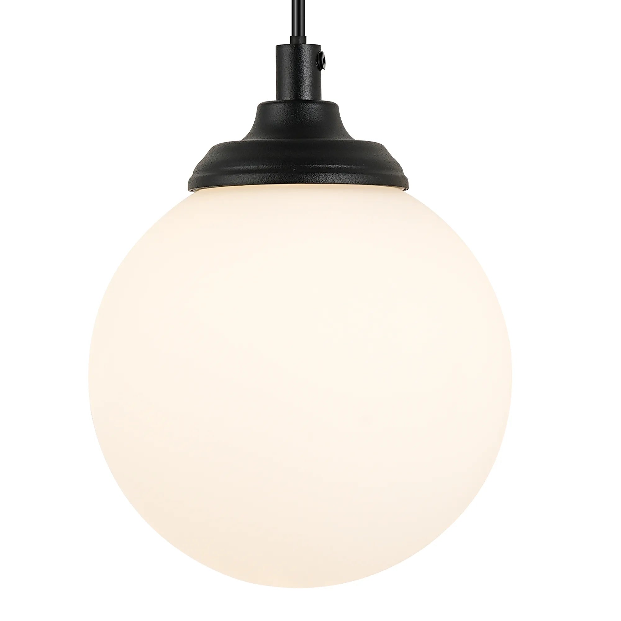 Dene Adjustable Single Wall Light IP44 - Satin Black & Opal Smooth Round Glass