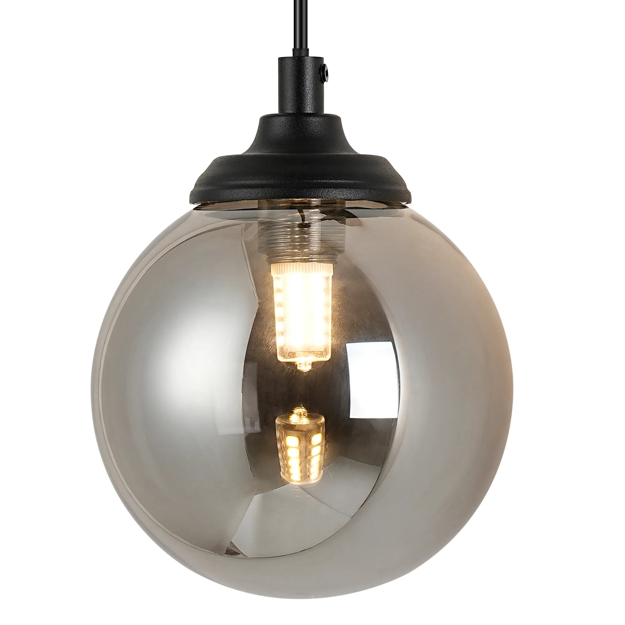 Dene Adjustable Single Wall Light IP44 - Satin Black & Smoke Smooth Round Glass