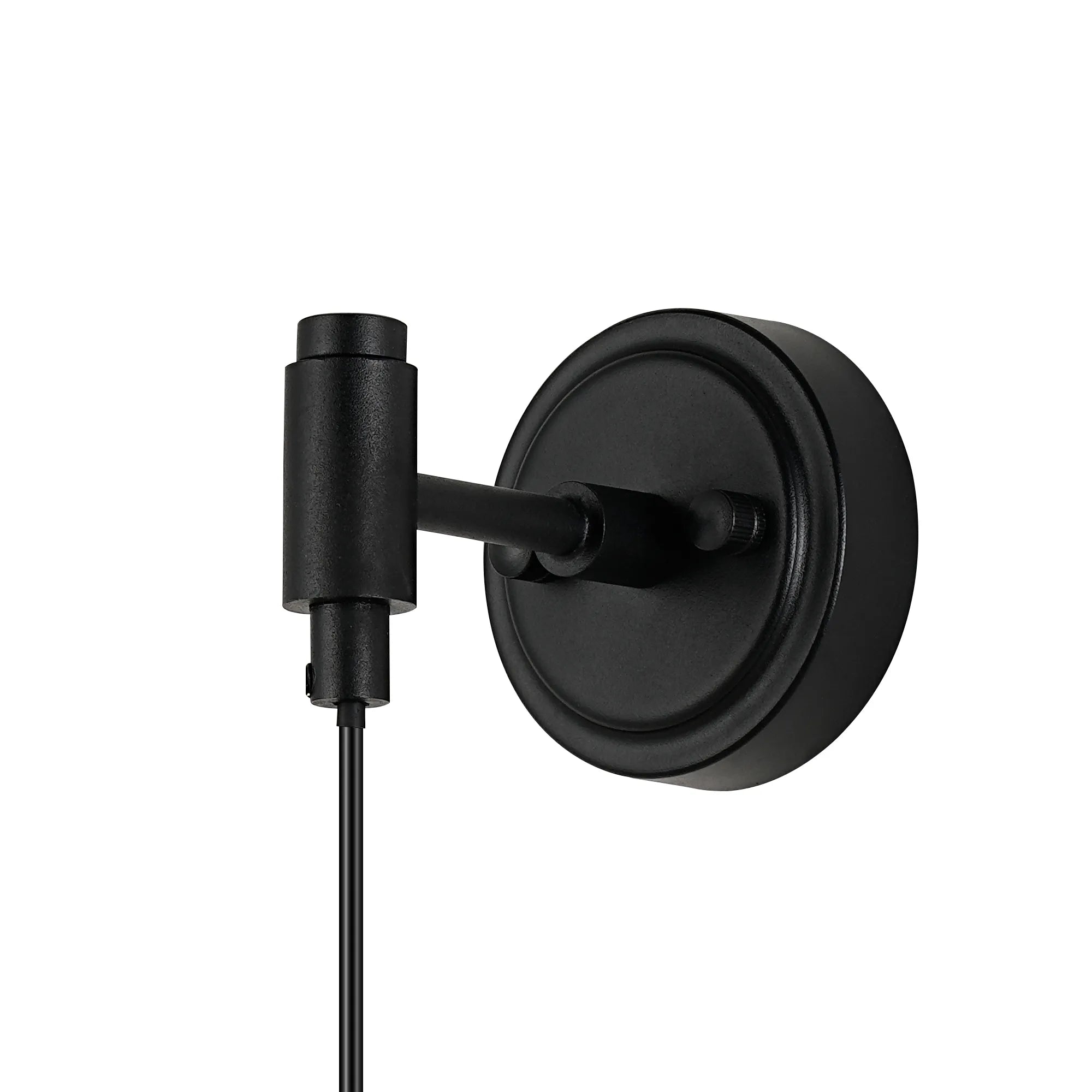 Dene Adjustable Single Wall Light IP44 - Satin Black & Amber Ribbed Round Glass