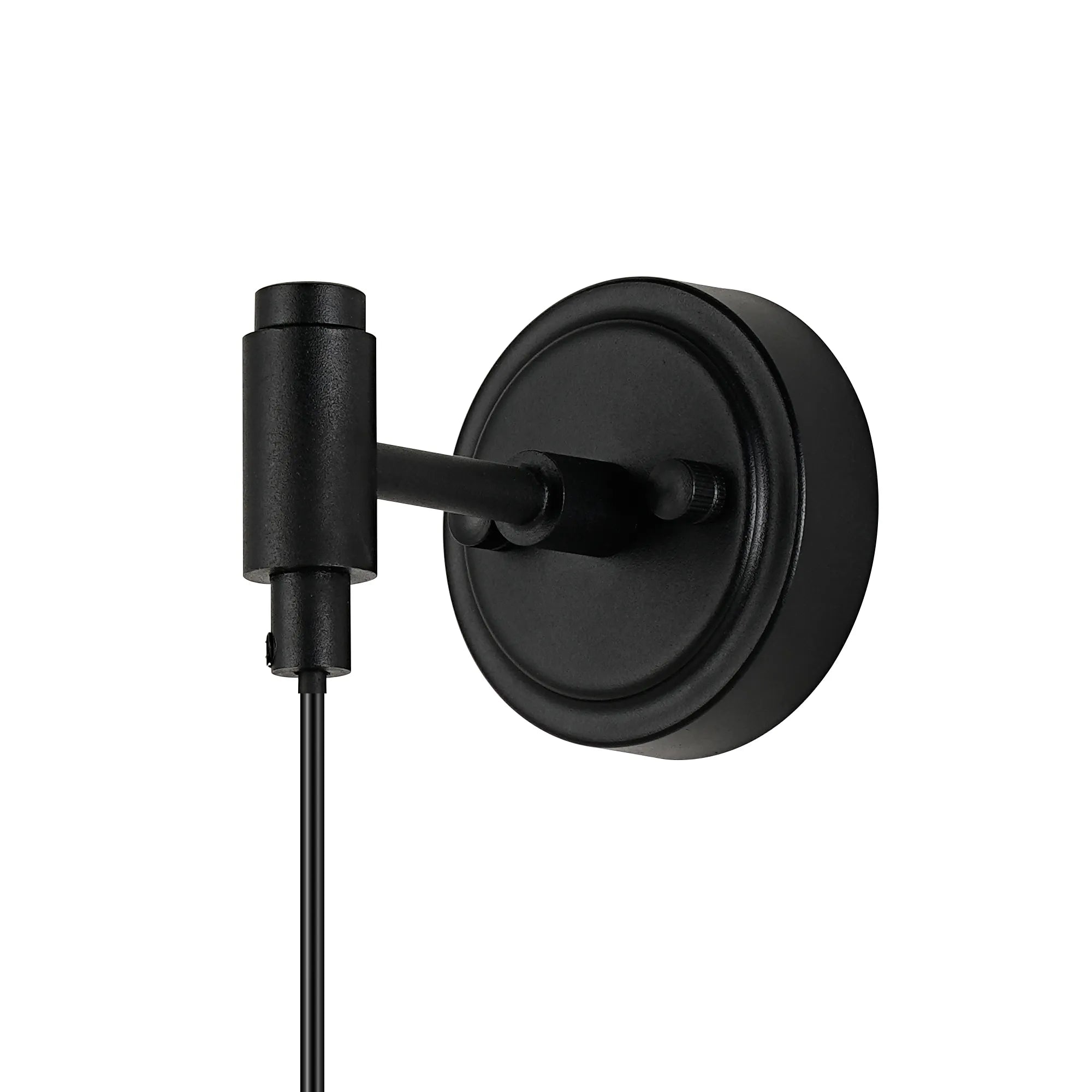 Dene Adjustable Single Wall Light IP44 - Satin Black & Smoke Ribbed Round Glass