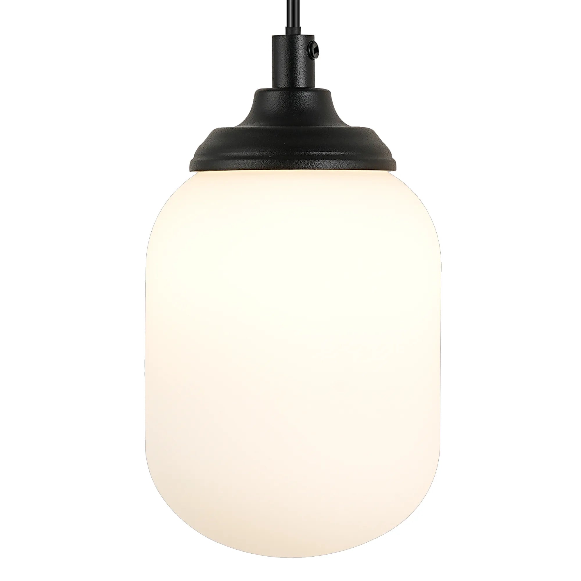 Dene Adjustable Single Wall Light IP44 - Satin Black & Opal Smooth Tubular Glass