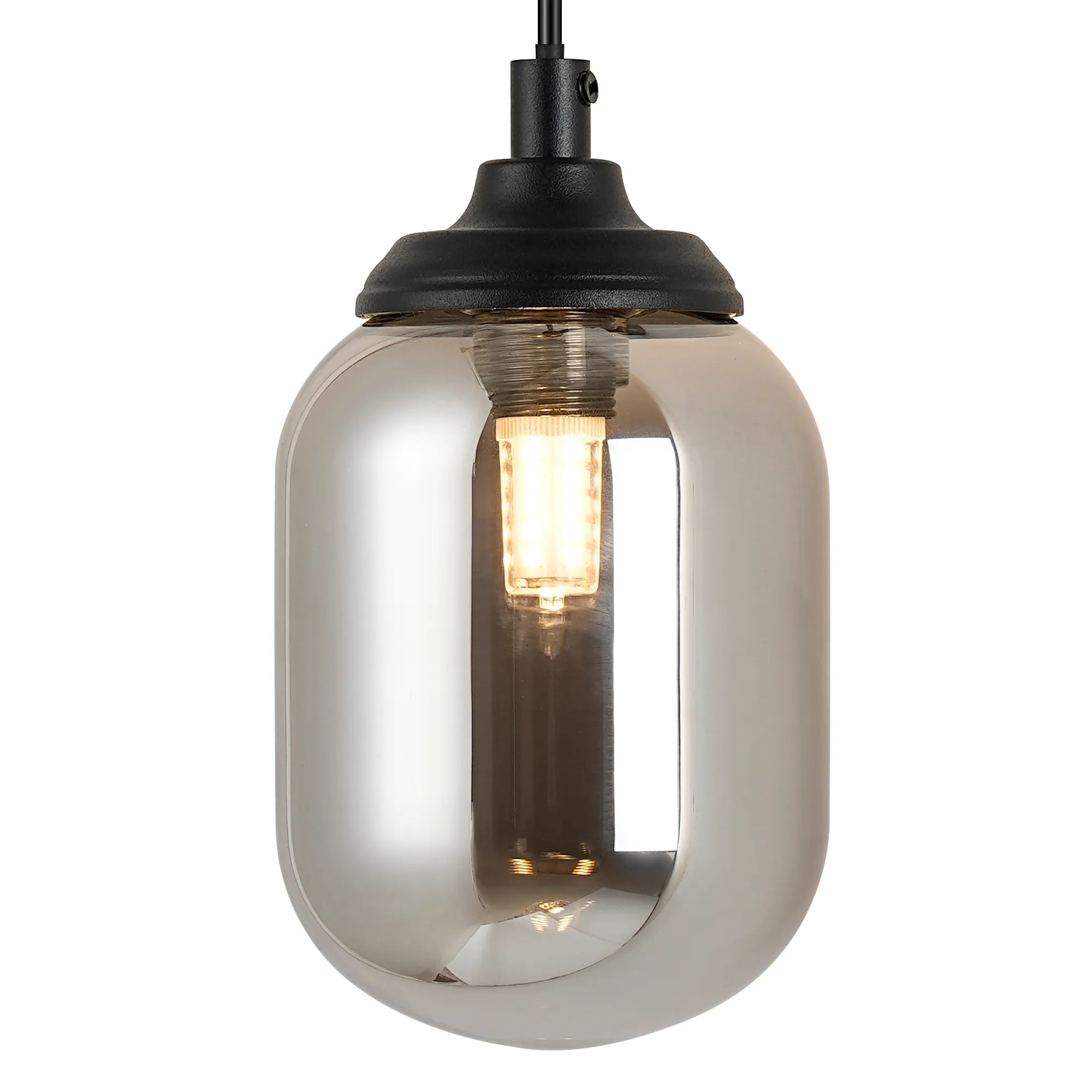 Dene Adjustable Single Wall Light IP44 - Satin Black & Smoke Smooth Tubular Glass