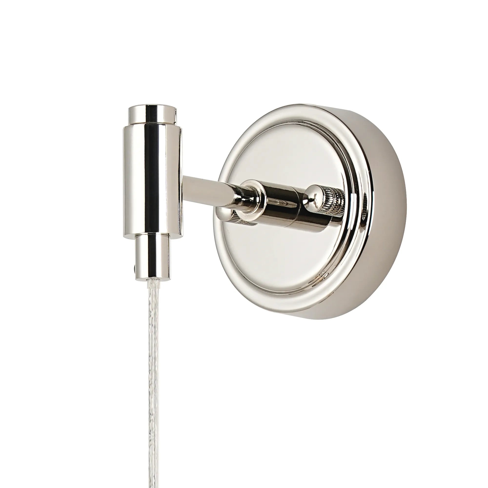 Dene Adjustable Single Wall Light IP44 - Polished Nickel & Amber Smooth Round Glass