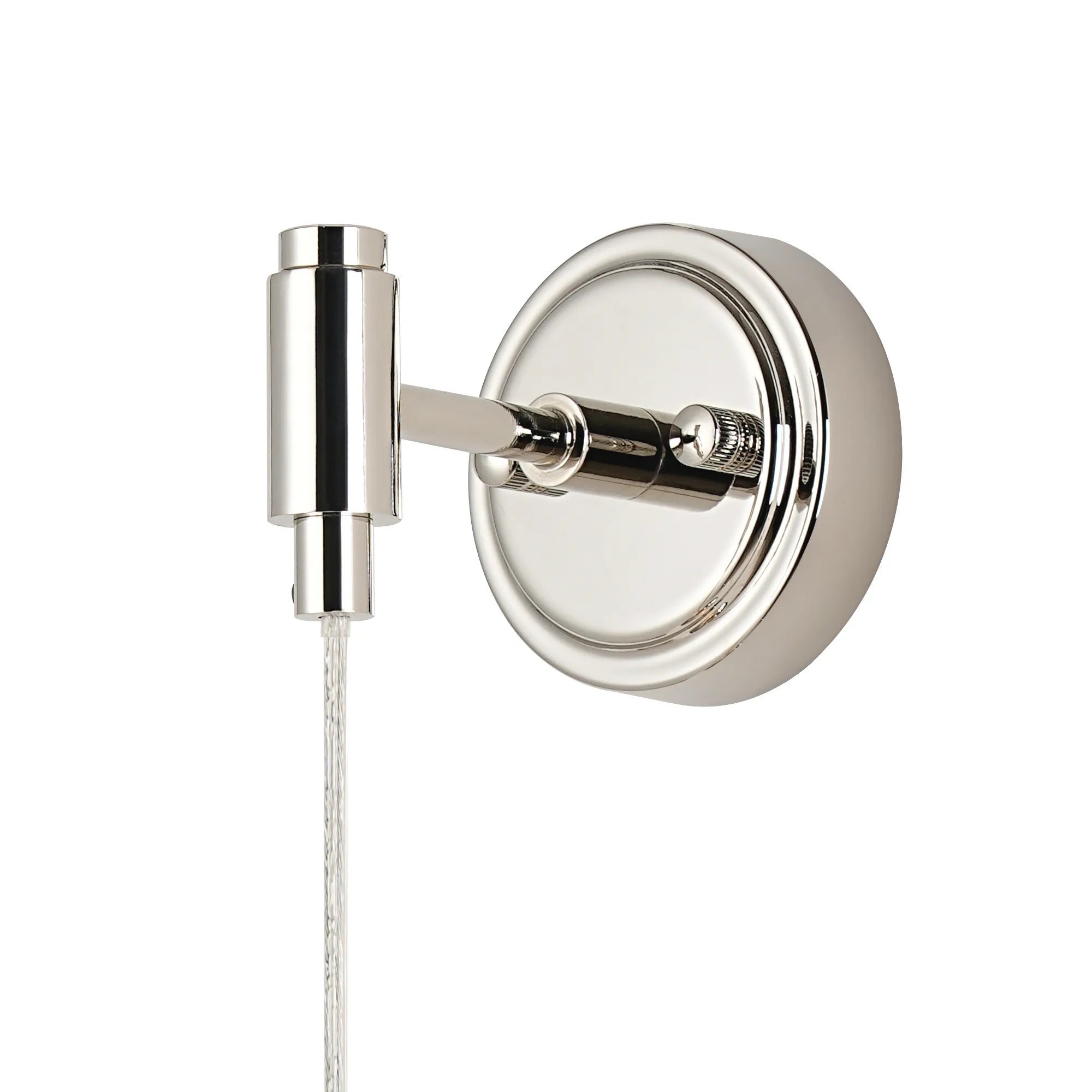 Dene Adjustable Single Wall Light IP44 - Polished Nickel & Clear Smooth Round Glass