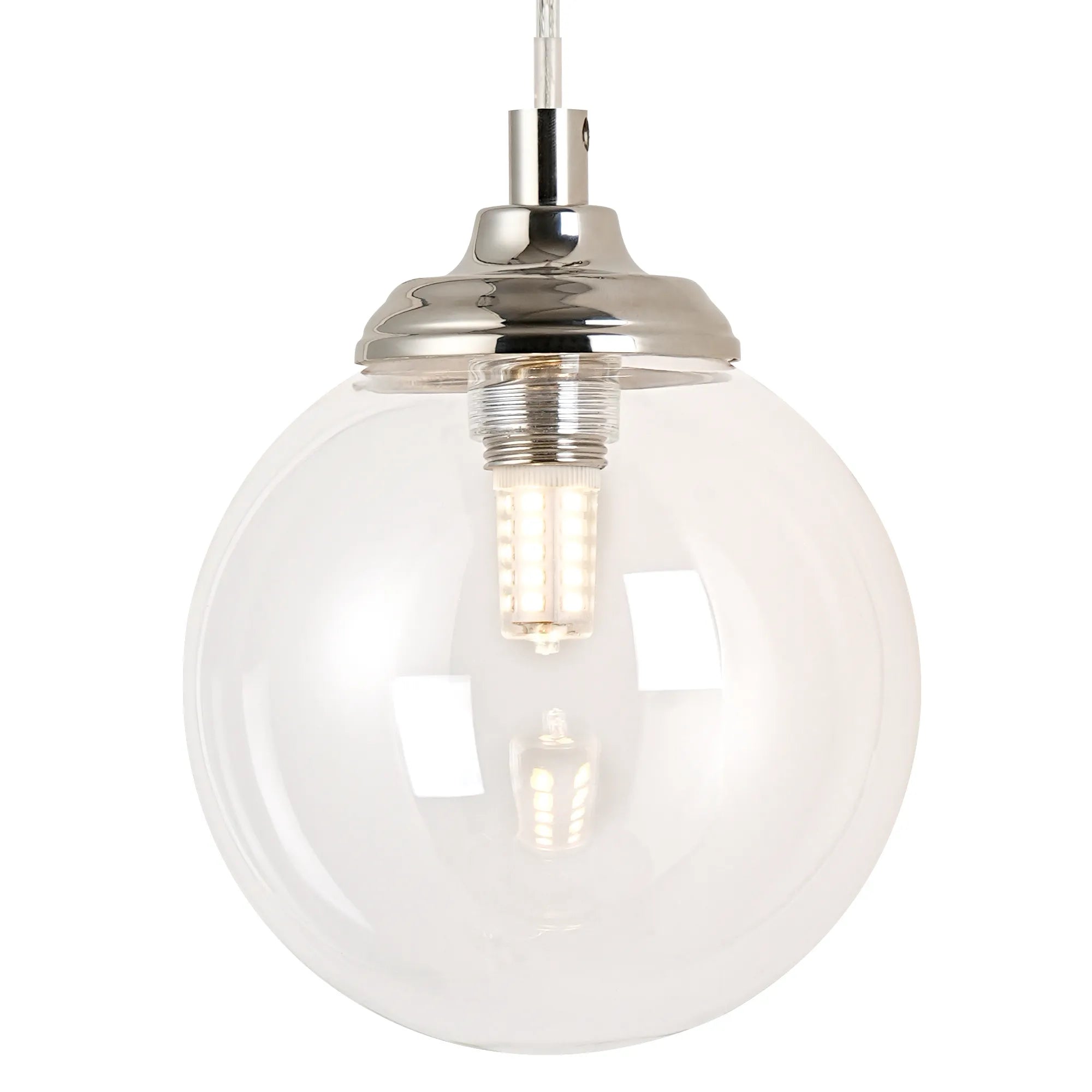 Dene Adjustable Single Wall Light IP44 - Polished Nickel & Clear Smooth Round Glass