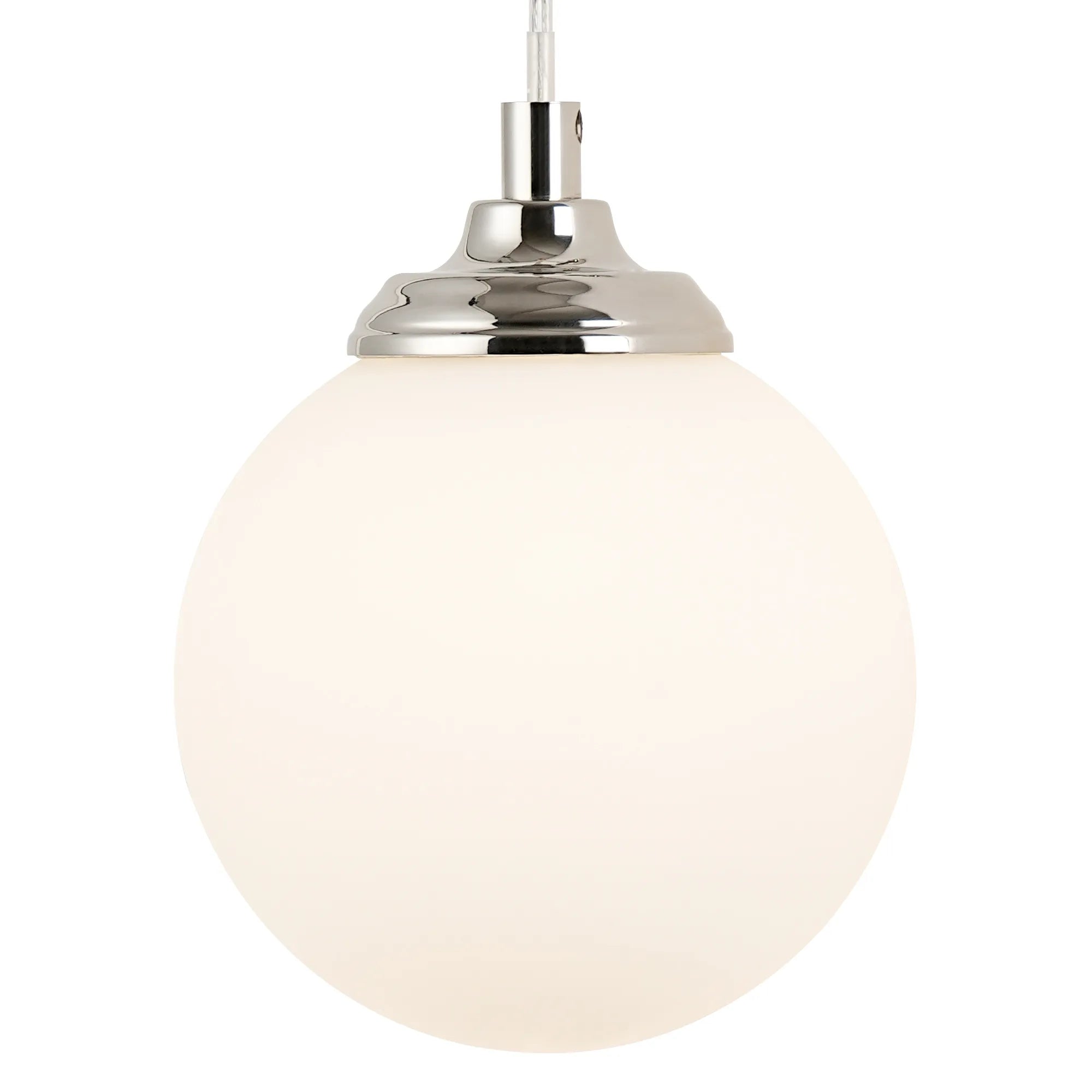 Dene Adjustable Single Wall Light IP44 - Polished Nickel & Opal Smooth Round Glass