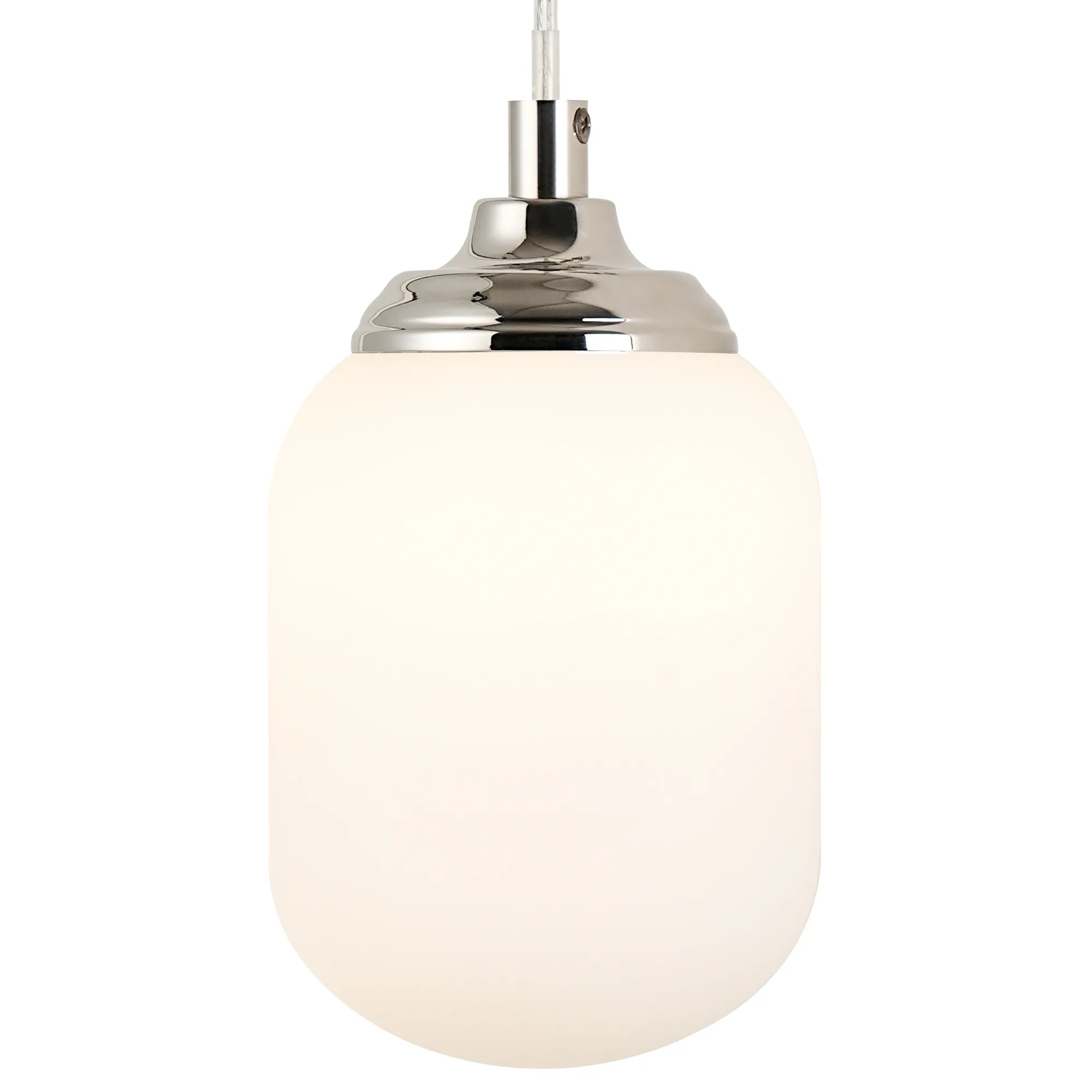 Dene Adjustable Single Wall Light IP44 - Polished Nickel & Opal Smooth Tubular Glass