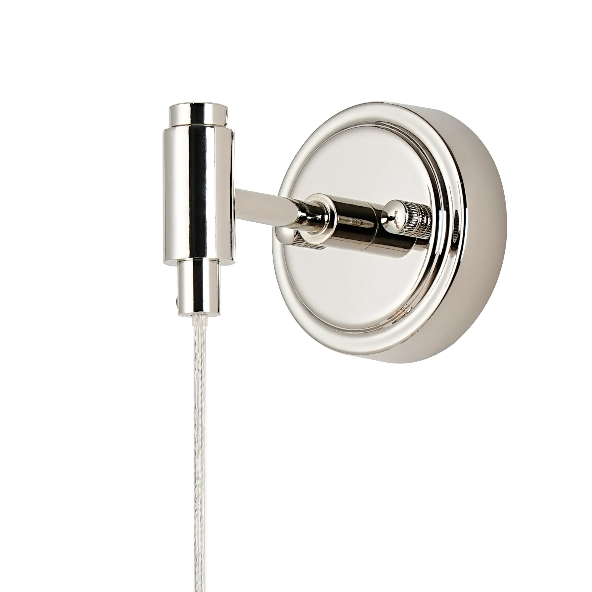 Dene Adjustable Single Wall Light IP44 - Polished Nickel & Clear Waved Round Glass