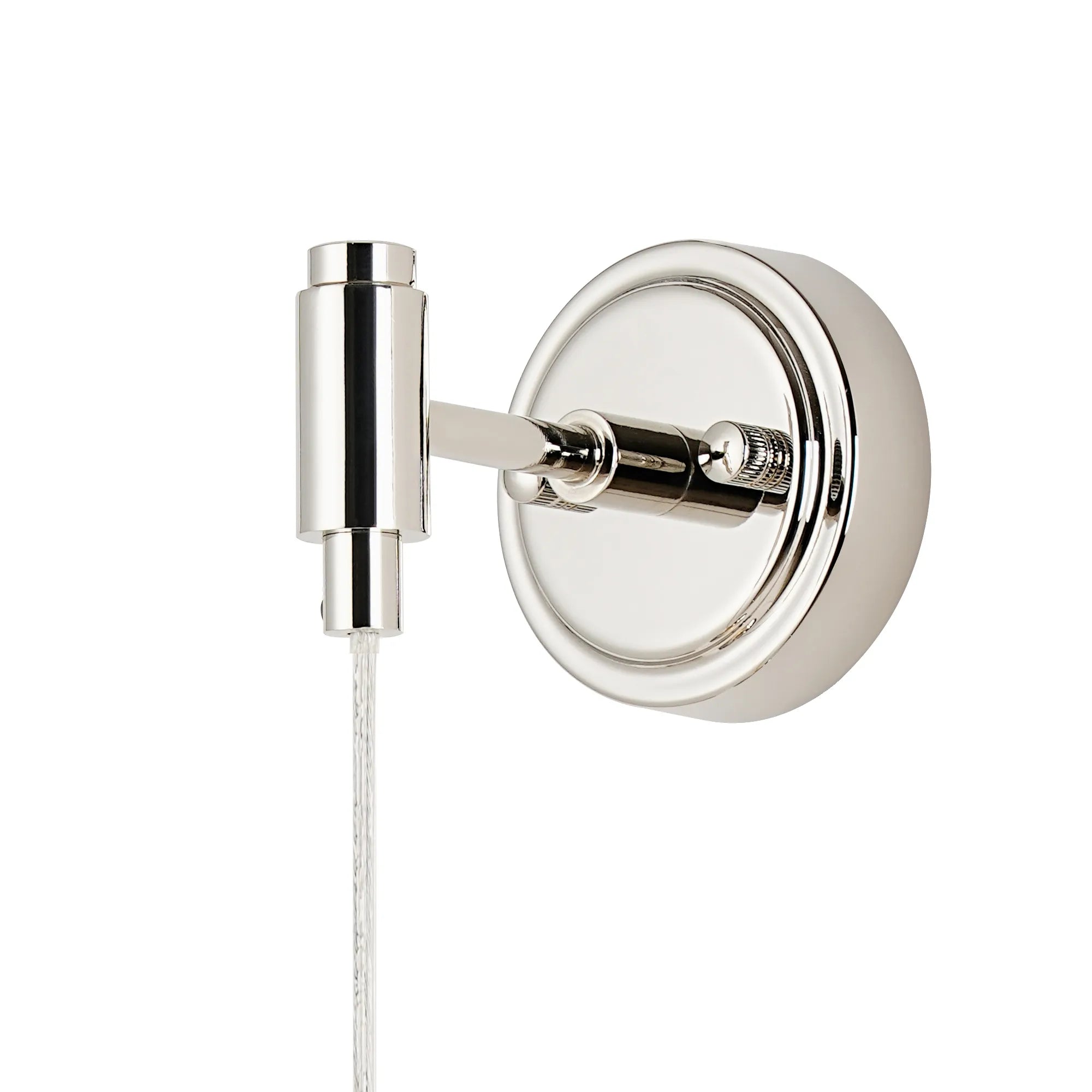 Dene Adjustable Single Wall Light IP44 - Polished Nickel & Clear Swirl Round Glass