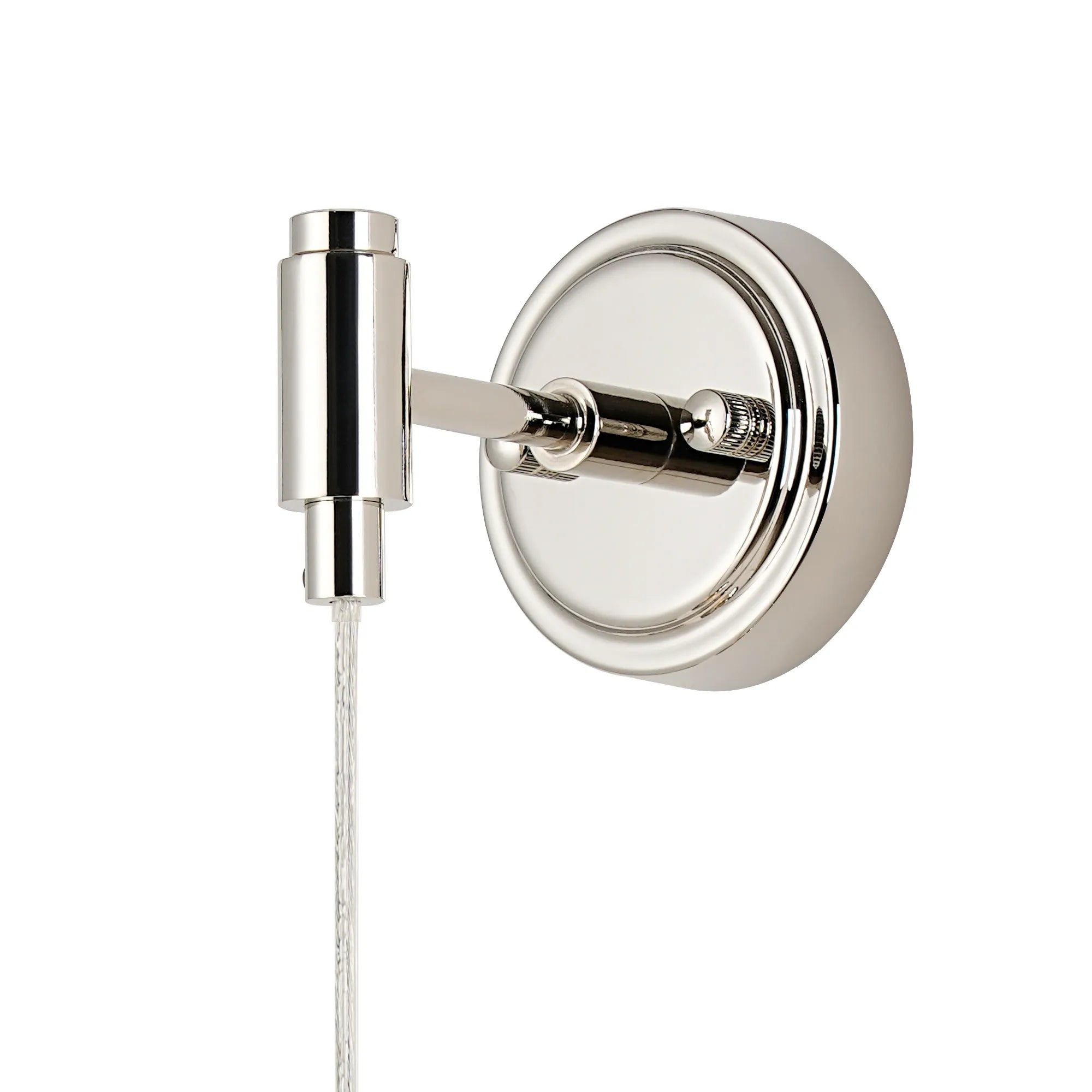 Dene Adjustable Single Wall Light IP44 - Polished Nickel & White Two-Tone Snow Specks Round Glass