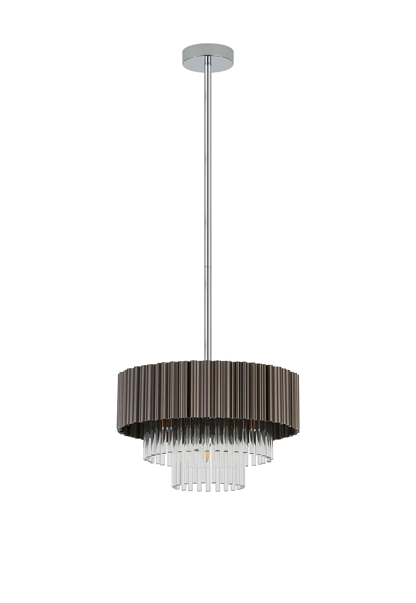 Eastney Fixed Pendant 4 Light -Oxidised Coffee & Polished Chrome & Clear Glass