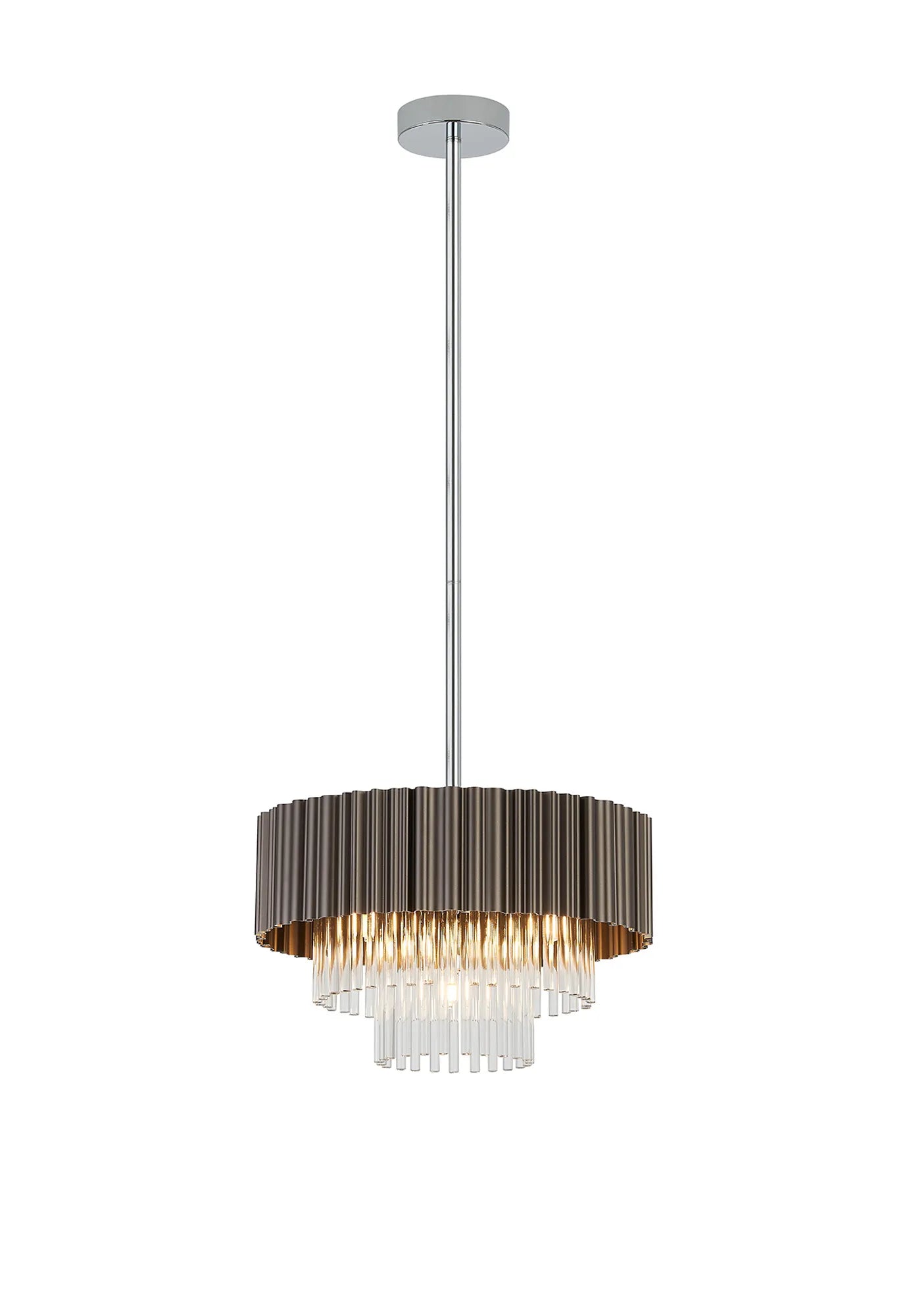 Eastney Fixed Pendant 4 Light -Oxidised Coffee & Polished Chrome & Clear Glass