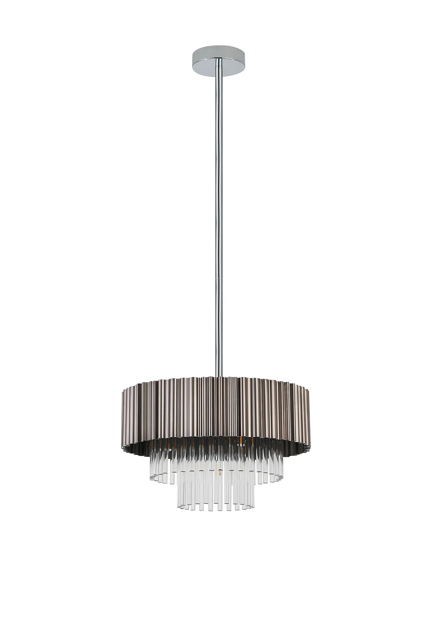 Eastney Fixed Pendant 4 Light -Oxidised Grey & Polished Chrome & Clear Glass