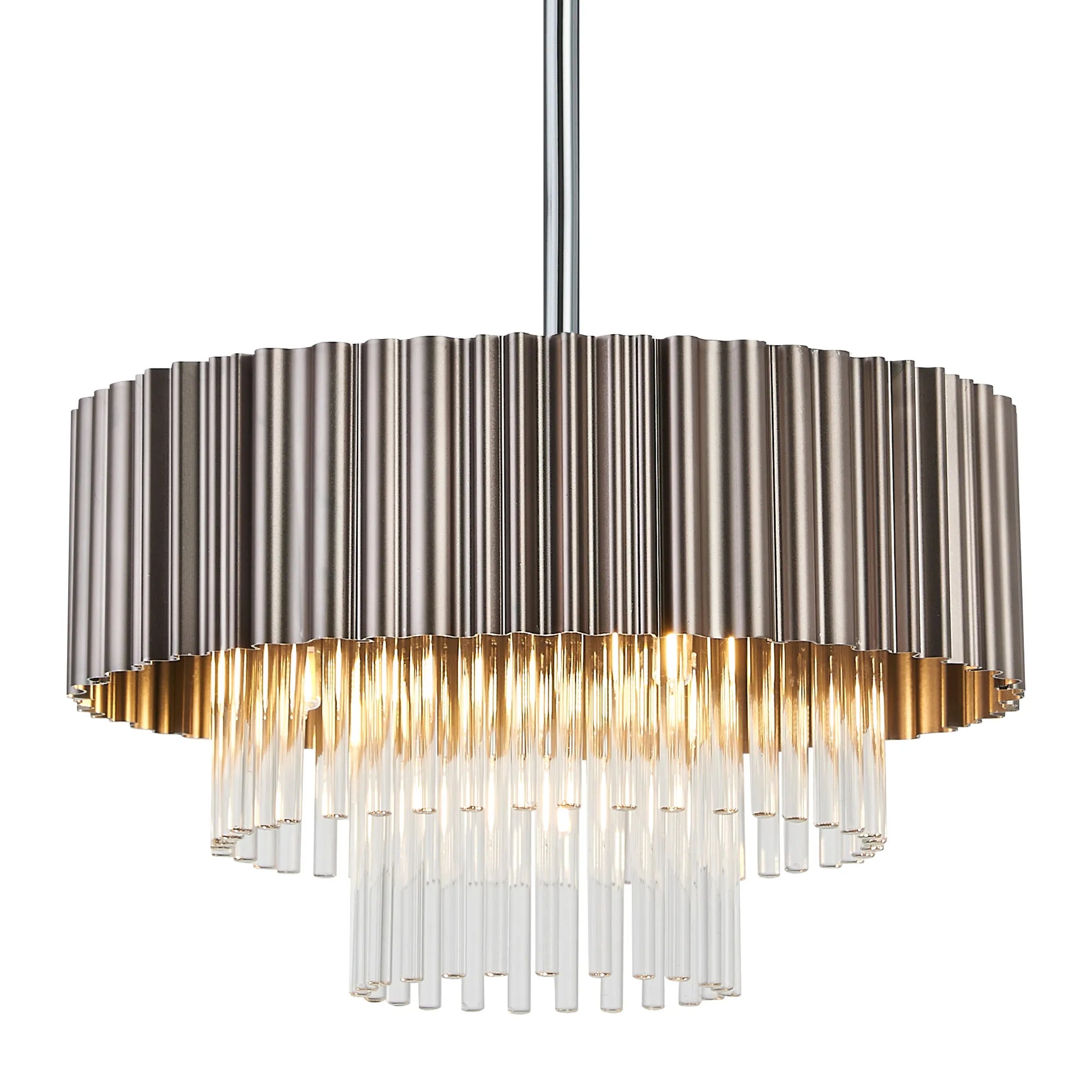 Eastney Fixed Pendant 4 Light -Oxidised Grey & Polished Chrome & Clear Glass