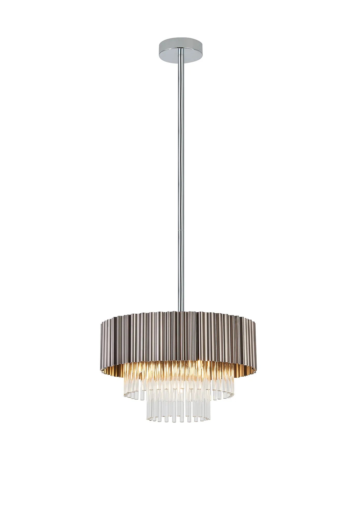 Eastney Fixed Pendant 4 Light -Oxidised Grey & Polished Chrome & Clear Glass