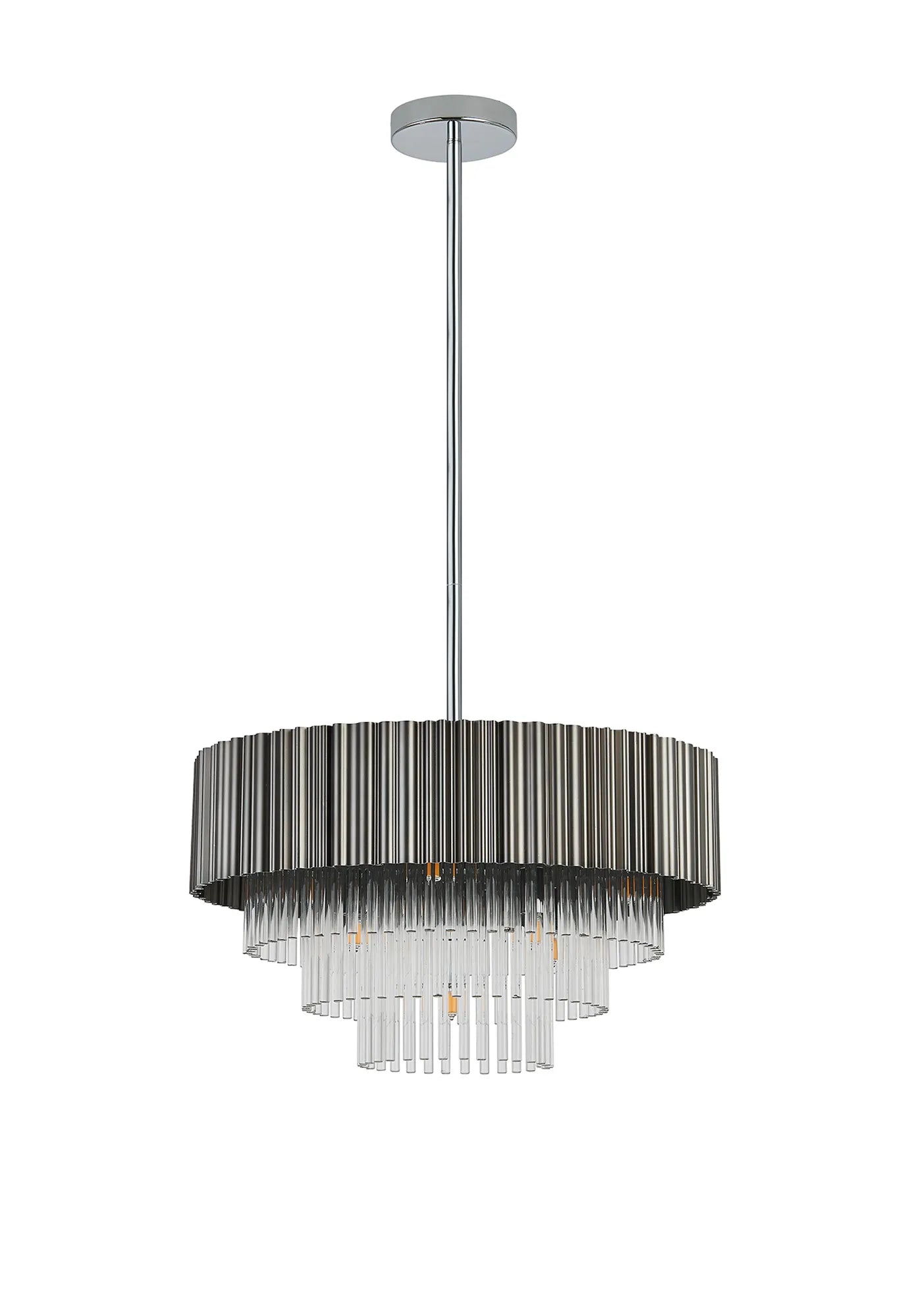 Eastney Fixed Pendant 9 Light -Oxidised Grey & Polished Chrome & Clear Glass