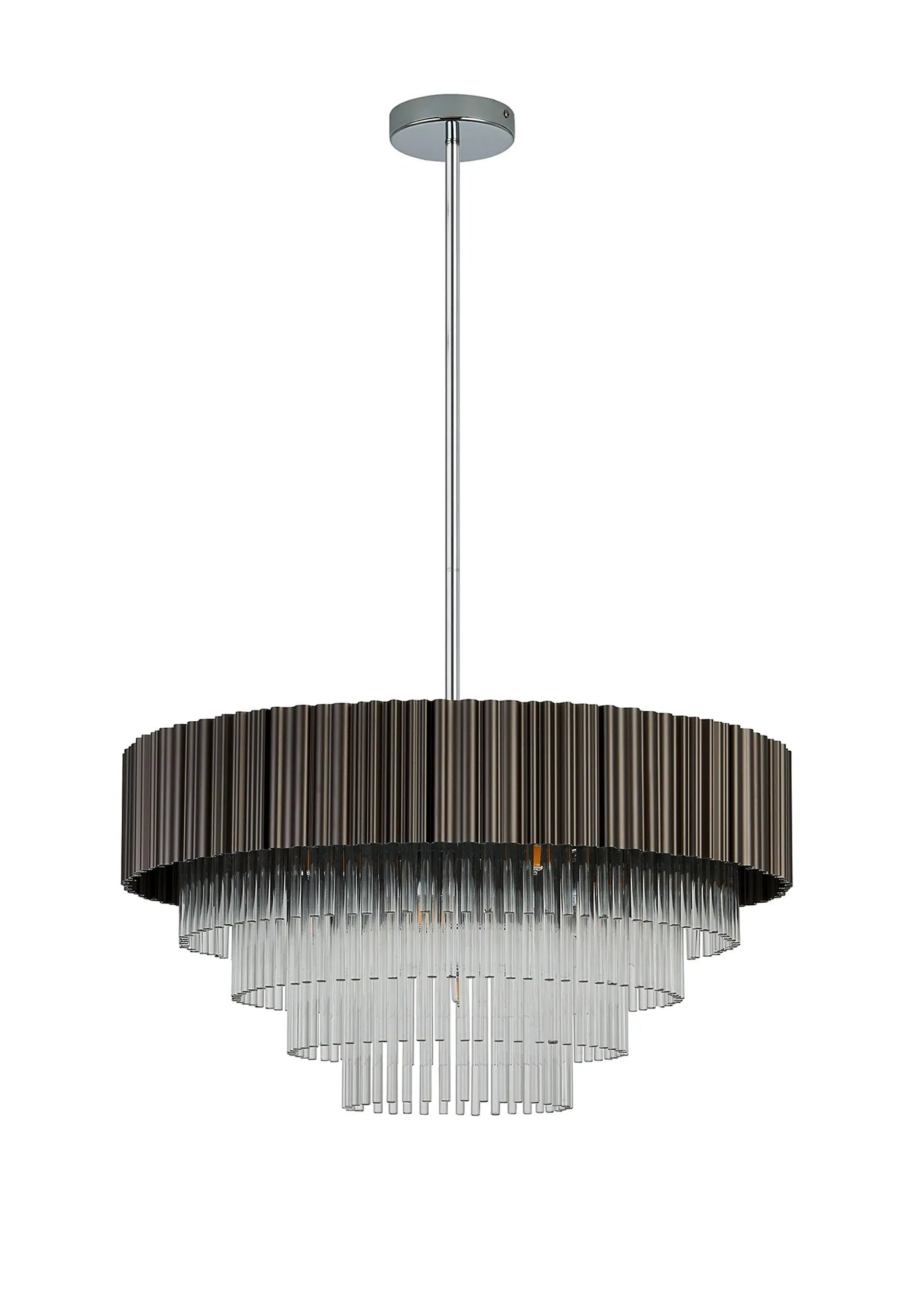 Eastney Fixed Pendant 11 Light - Oxidised Coffee & Polished Chrome & Clear Glass