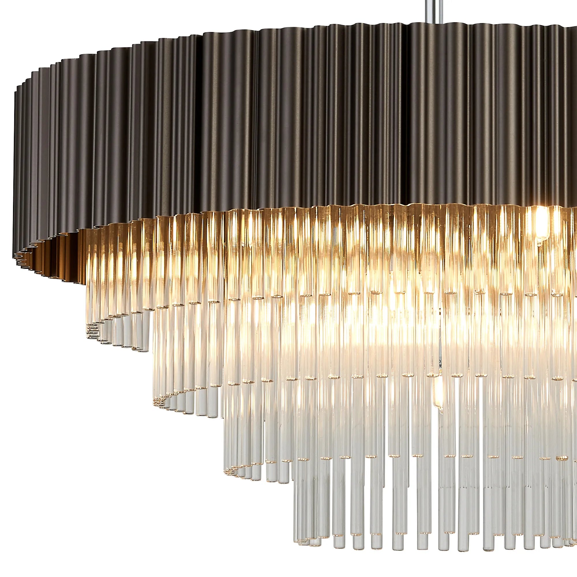 Eastney Fixed Pendant 11 Light - Oxidised Coffee & Polished Chrome & Clear Glass