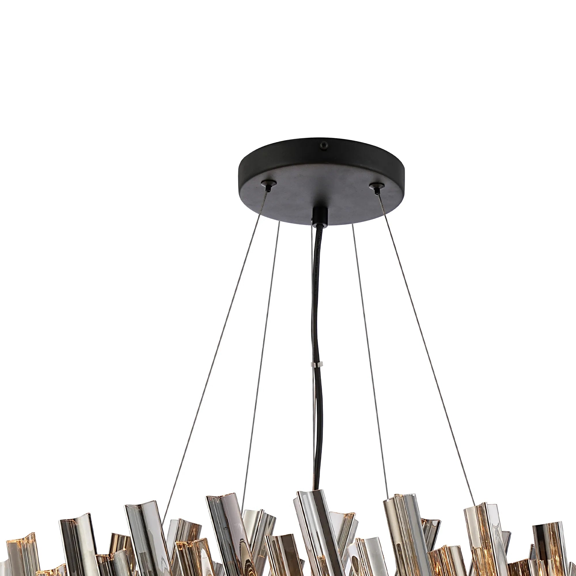 Farnley 2 Tier 60cm Pendant 18 Light - Satin Black & Smoke