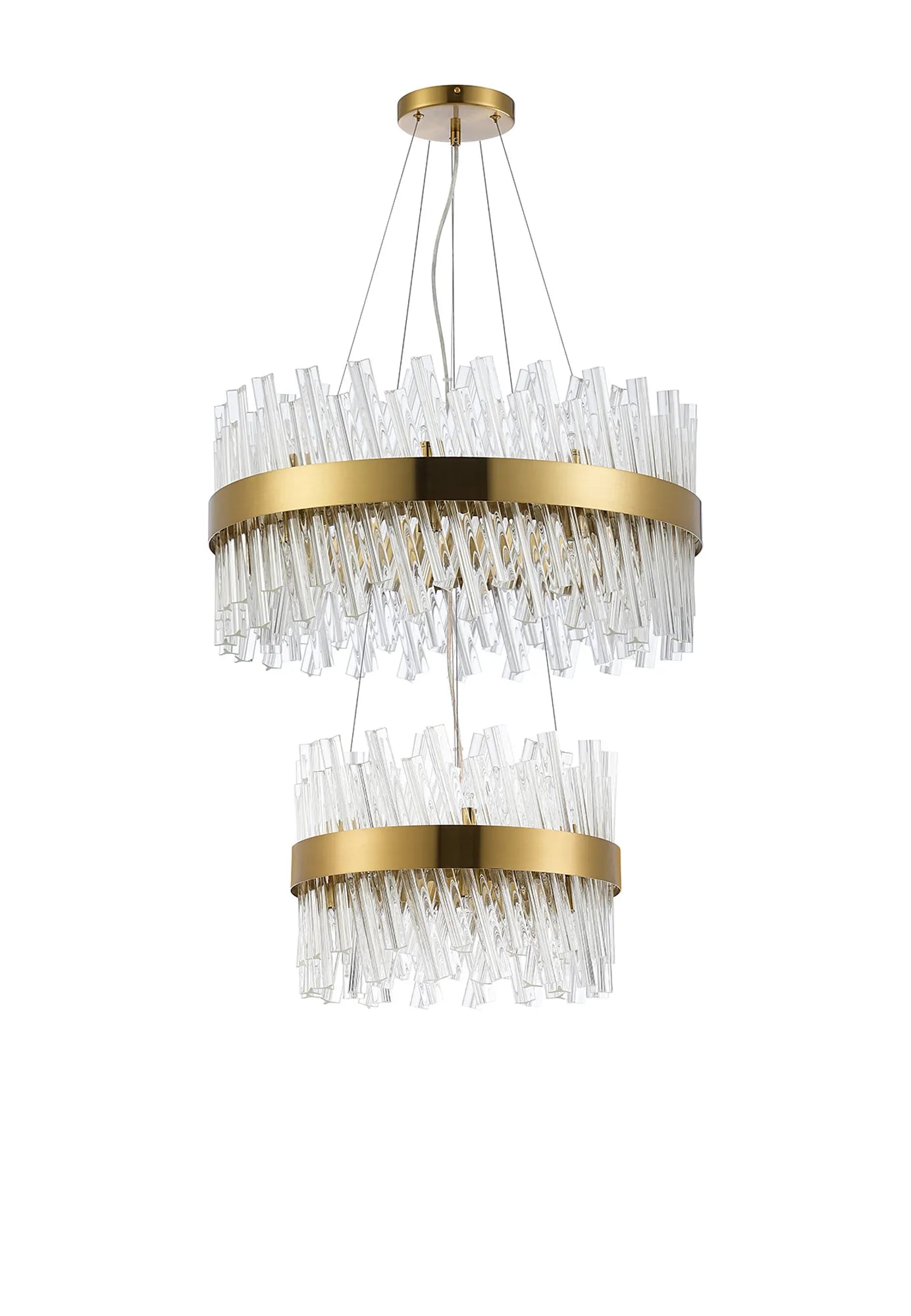 Farnley 2 Tier 60cm Pendant 18 Light - Brass & Clear