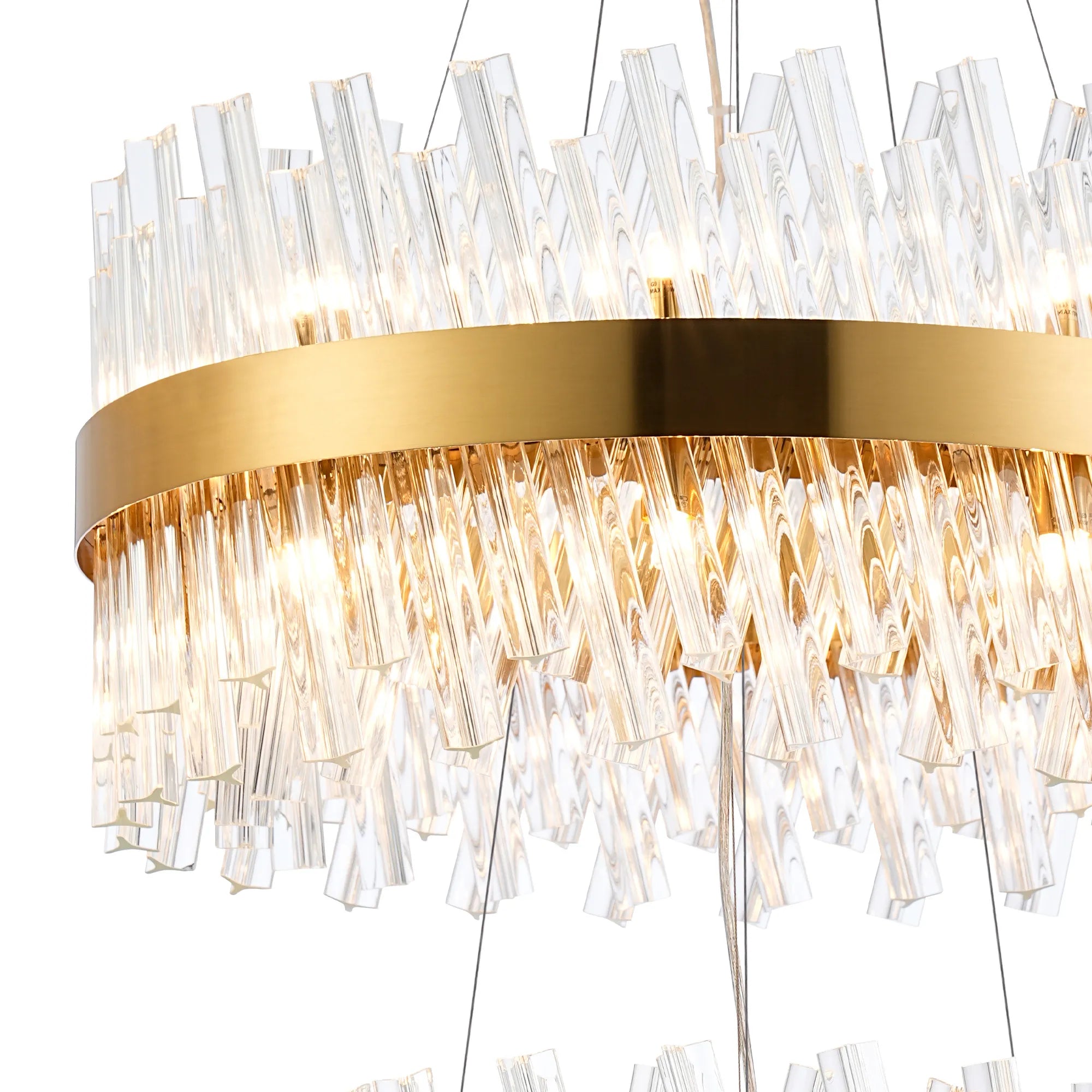 Farnley 2 Tier 60cm Pendant 18 Light - Brass & Clear