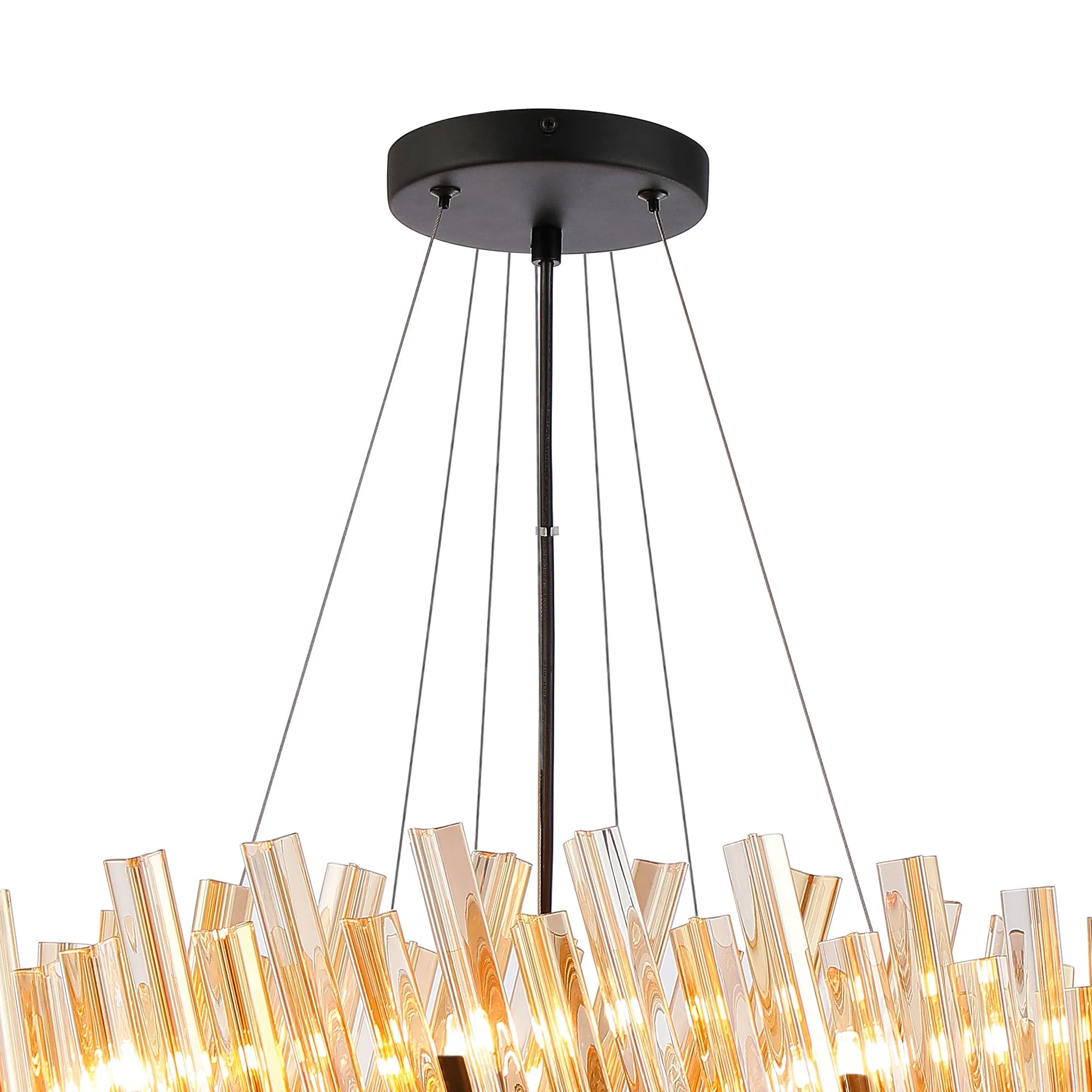 Farnley 3 Tier 60cm Pendant 18 Light - Satin Black & Amber